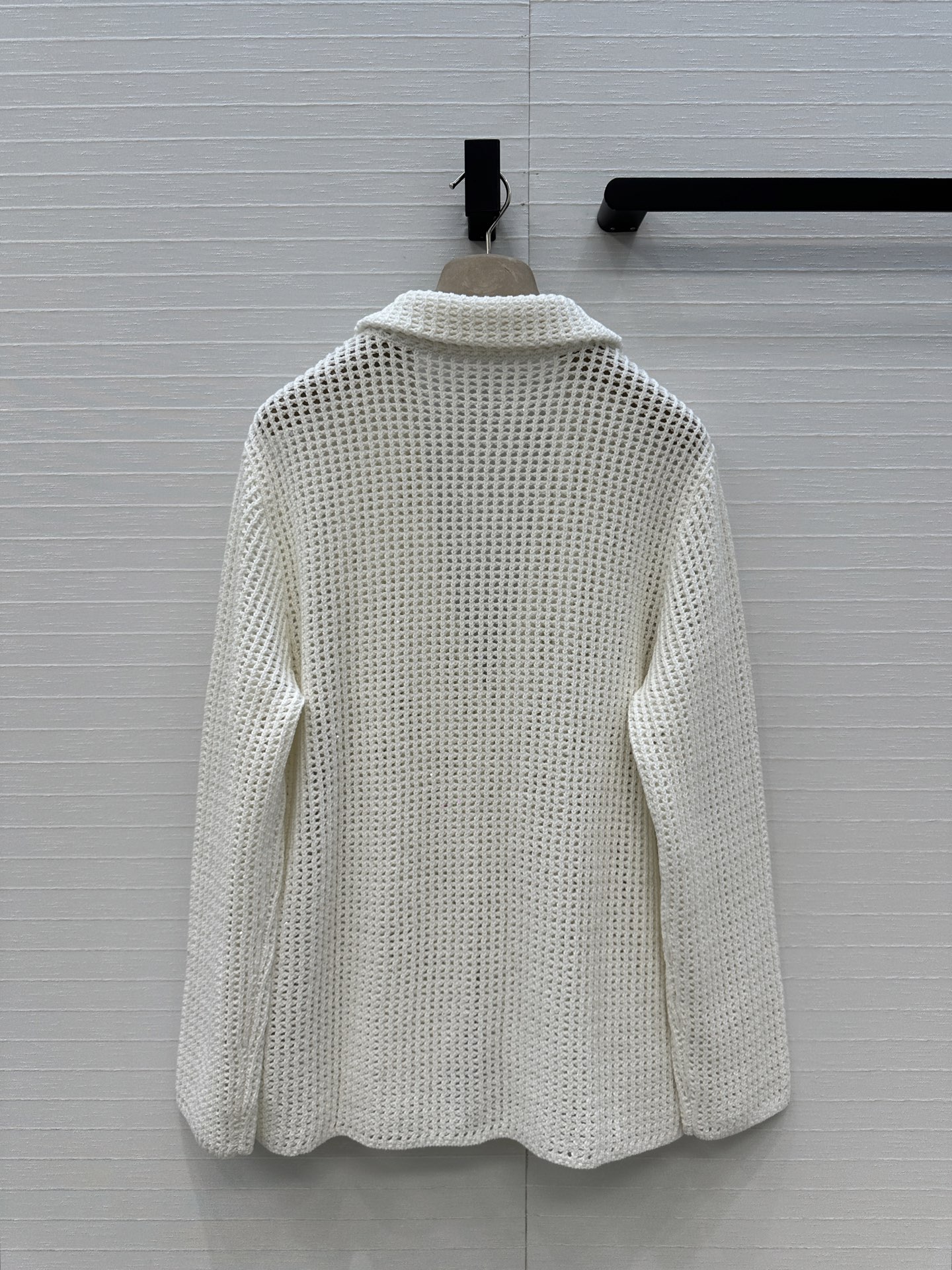 强烈推荐❤️Bc26早春新品休闲通勤老钱风穿搭，镂空珠片针织西装外套，简约意式100%棉混纺珠片纱线瑞士