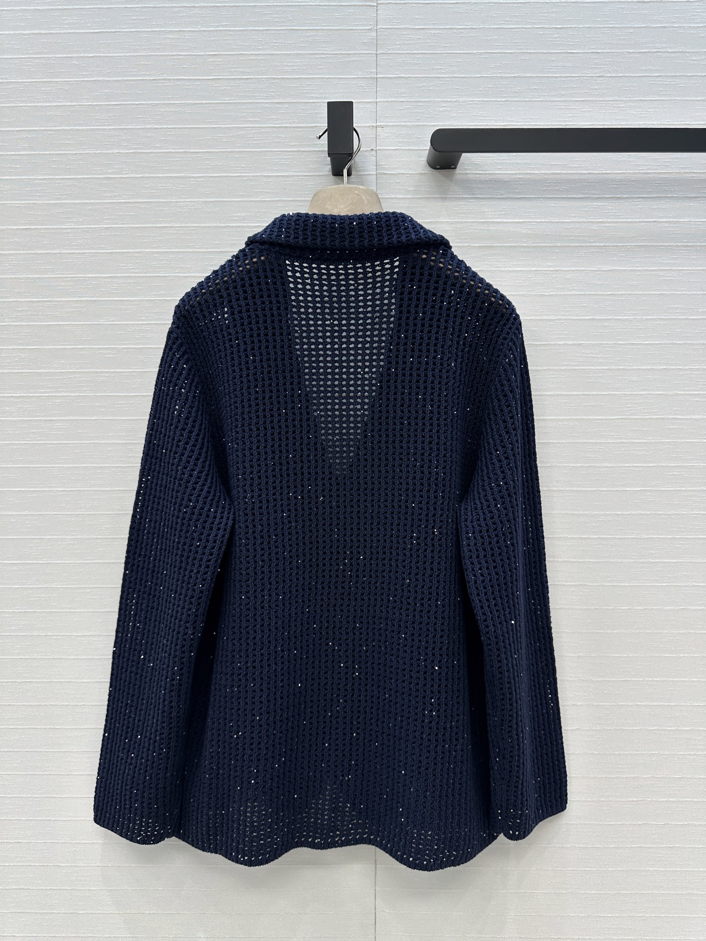 强烈推荐❤️Bc26早春新品休闲通勤老钱风穿搭，镂空珠片针织西装外套，简约意式100%棉混纺珠片纱线瑞士