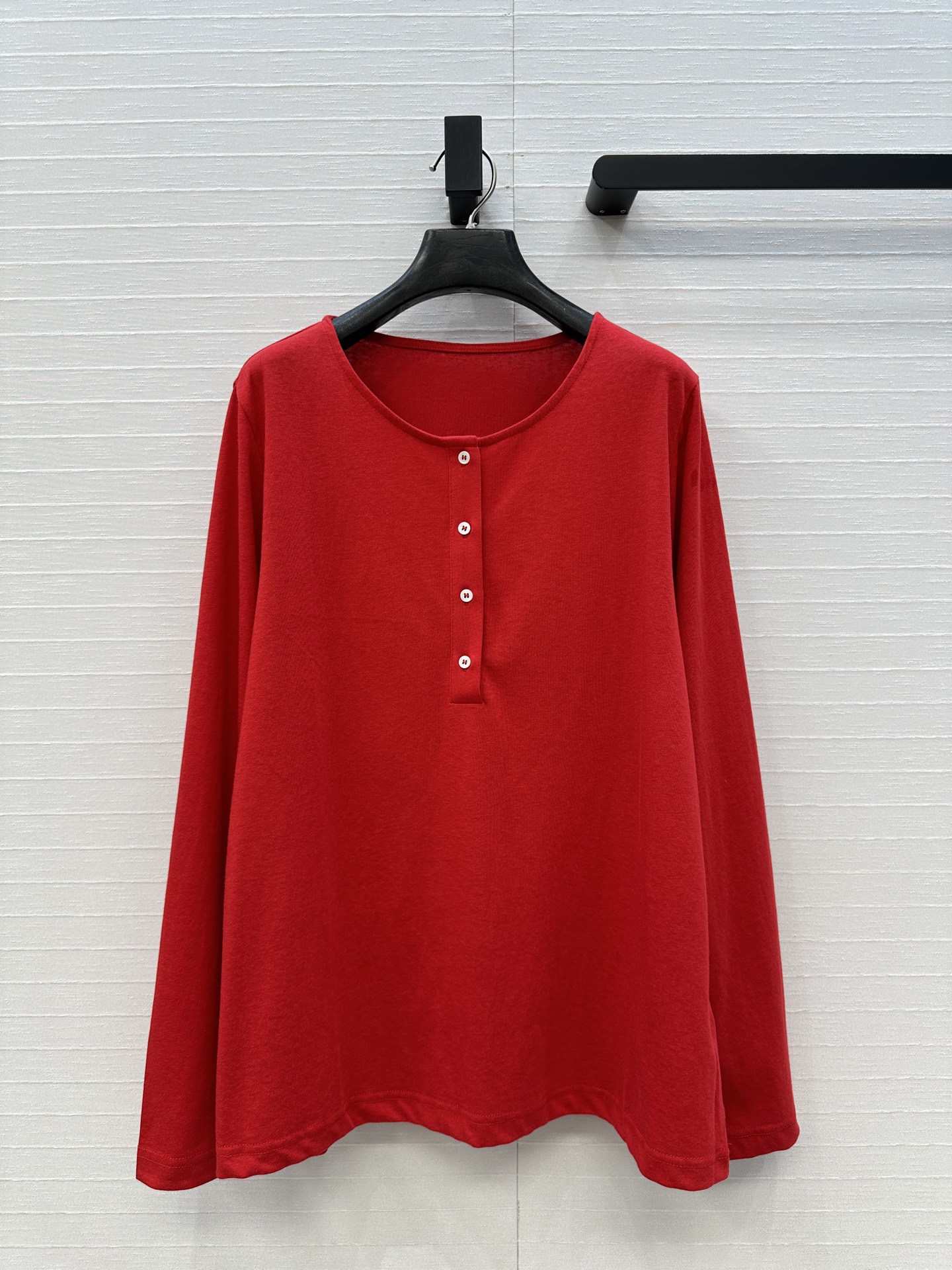 爆款必入❤️Row风纸片人穿搭！亨利领棉质长袖T恤！极简叠搭日常好穿！白富美必入气质打底单品休闲舒适。不