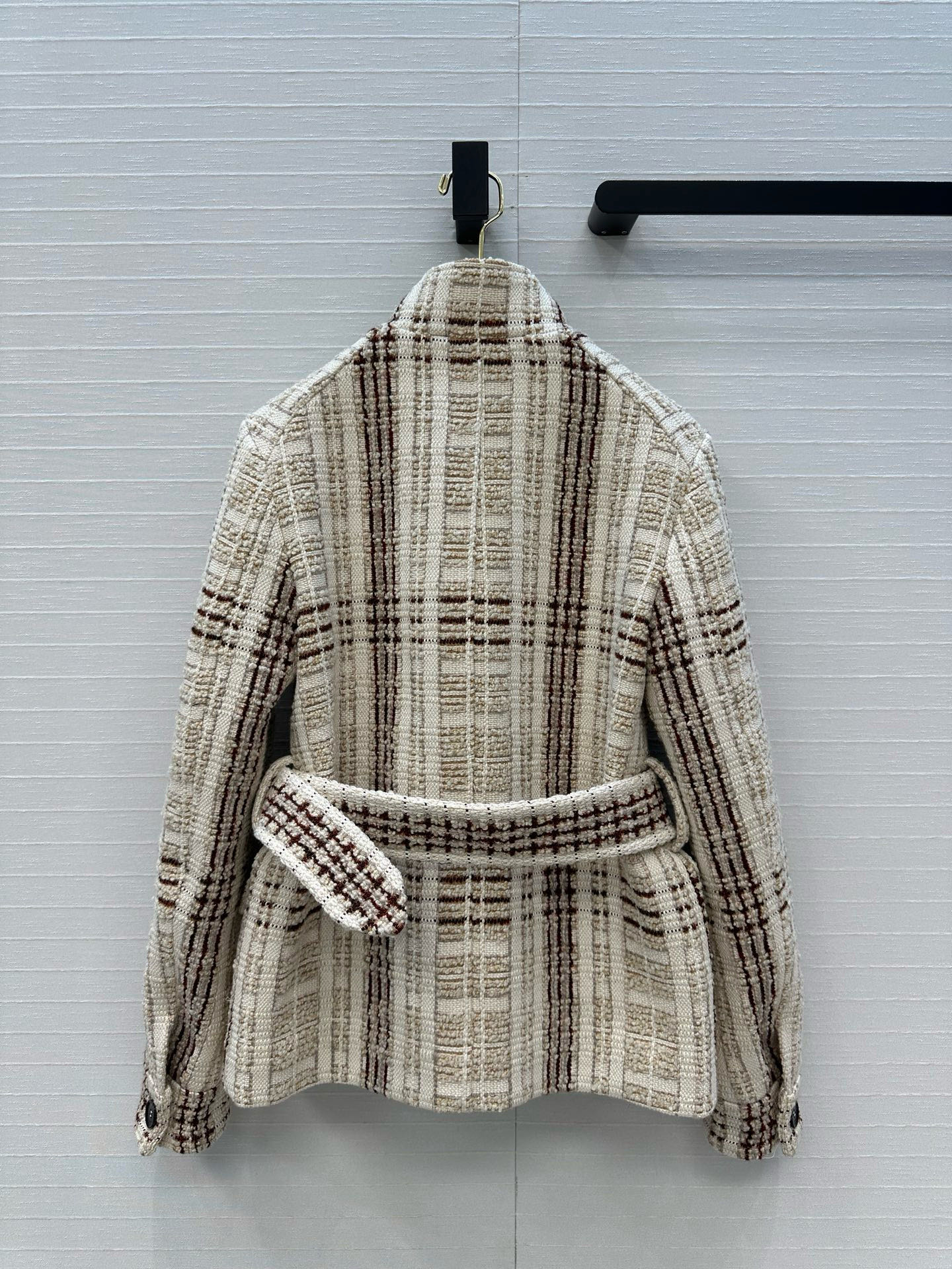 独家首发，高端品质❤️LP秋冬新品老钱风Stefanie格纹羊毛花呢猎装夹克外套，利落直筒廓形设计搭配同