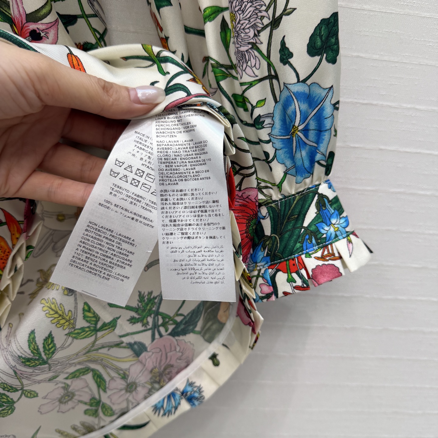 原单品质💕26春夏GG花㚏16姆米真丝衬衫连衣裙！100%真丝斜纹绸，定制压褶工艺花边气质飘带系领 金属