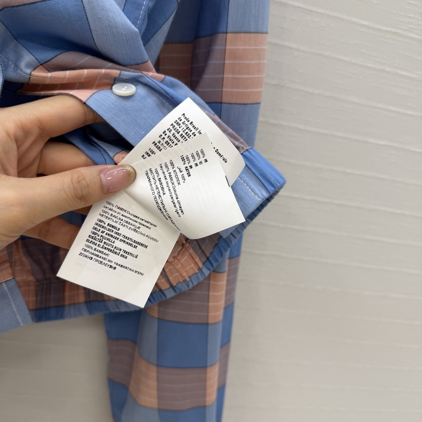 独家首发❤️Pr新品蓝粉格纹衬衫！清新复古的色系超美腻，气质宽松廓形设计松紧腰版型百搭不挑人！可甜可盐气