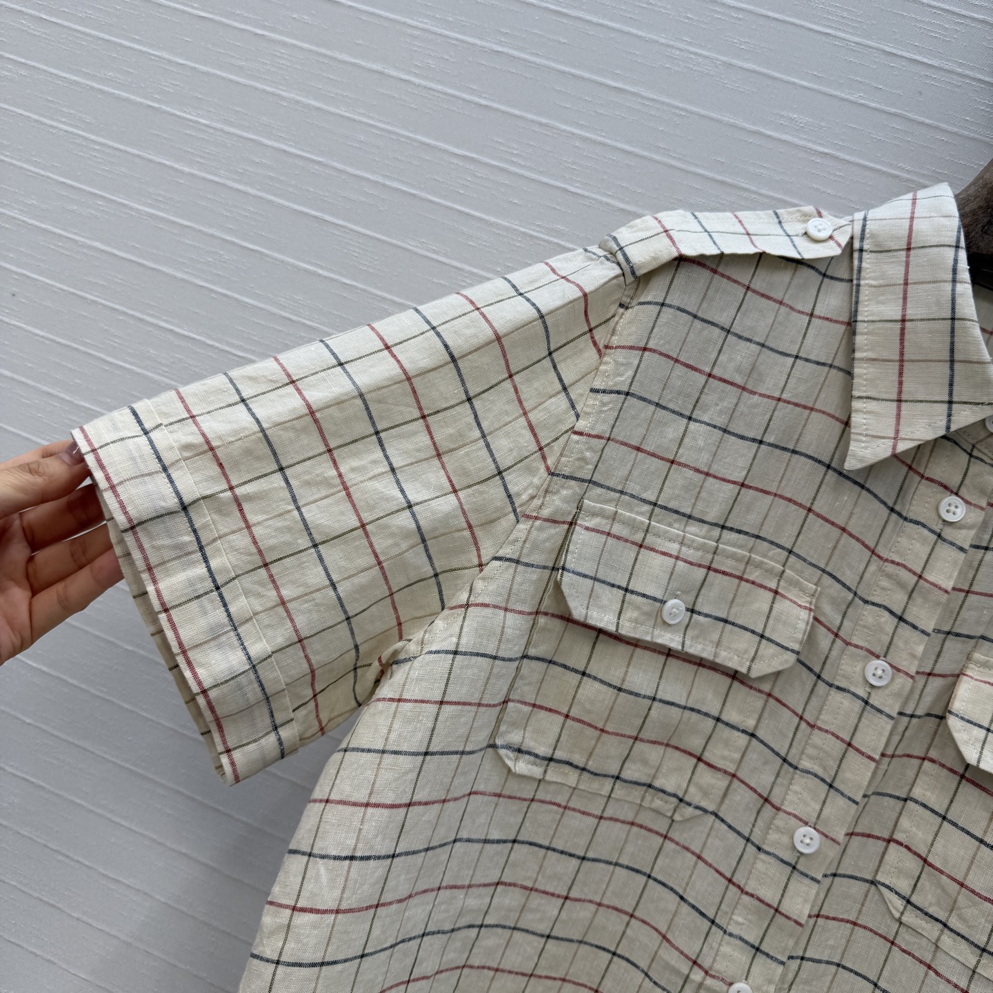 独家首发！❤️Lp高智感穿搭！南法风情氛围感 彩条格纹短袖亚麻衬衫！定制色织工艺100%亚麻面料质感轻盈