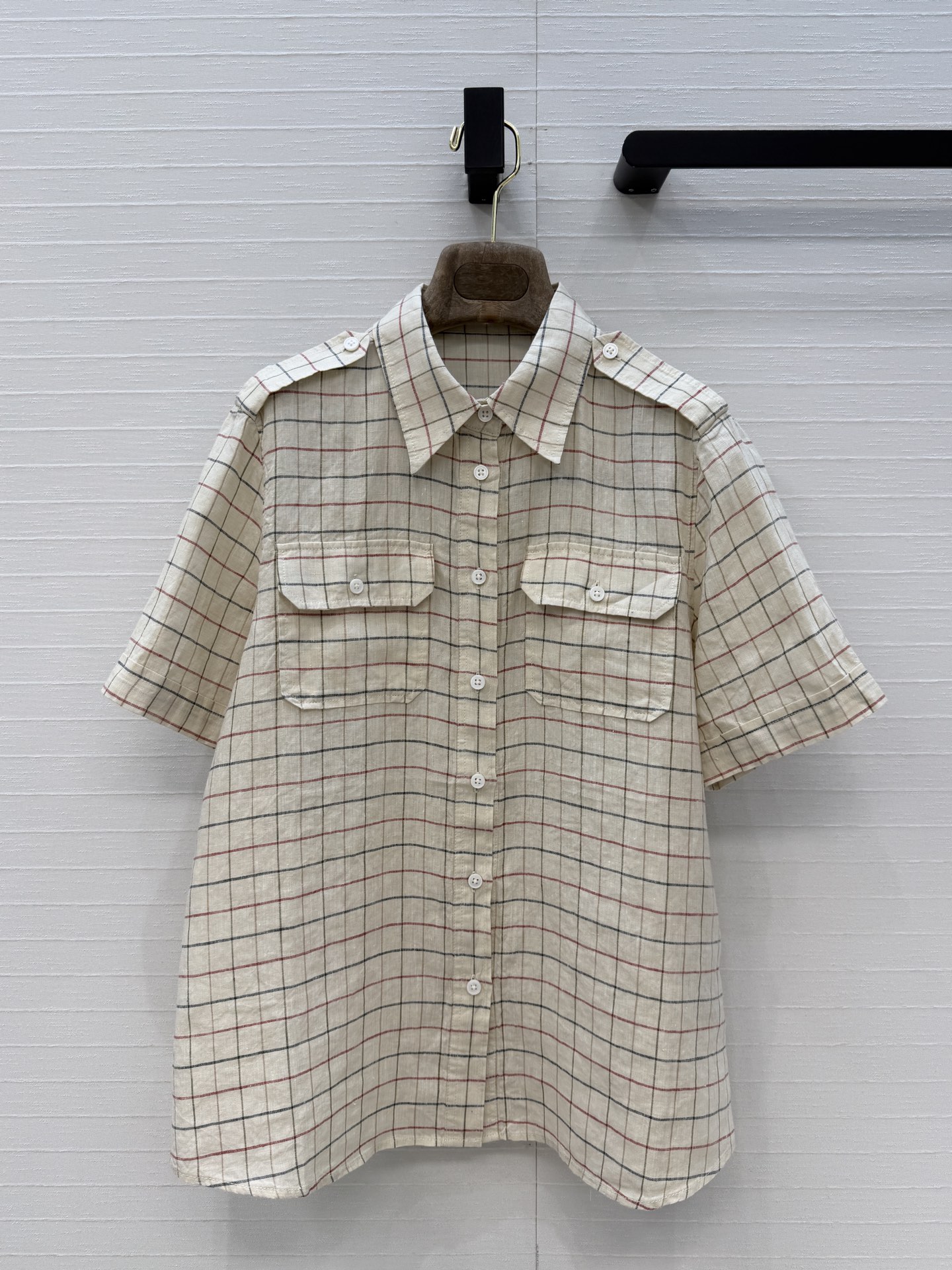 独家首发！❤️Lp高智感穿搭！南法风情氛围感 彩条格纹短袖亚麻衬衫！定制色织工艺100%亚麻面料质感轻盈