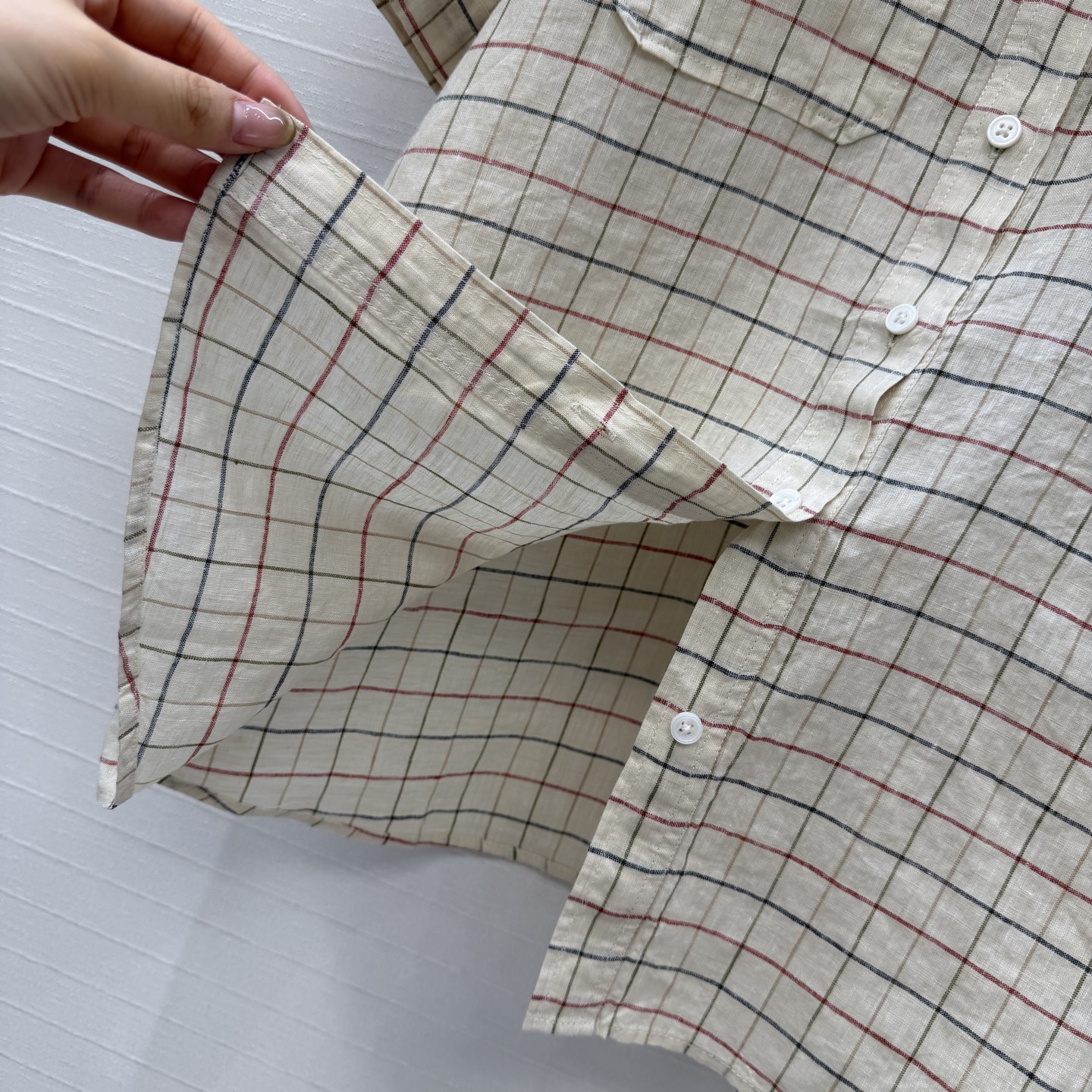 独家首发！❤️Lp高智感穿搭！南法风情氛围感 彩条格纹短袖亚麻衬衫！定制色织工艺100%亚麻面料质感轻盈