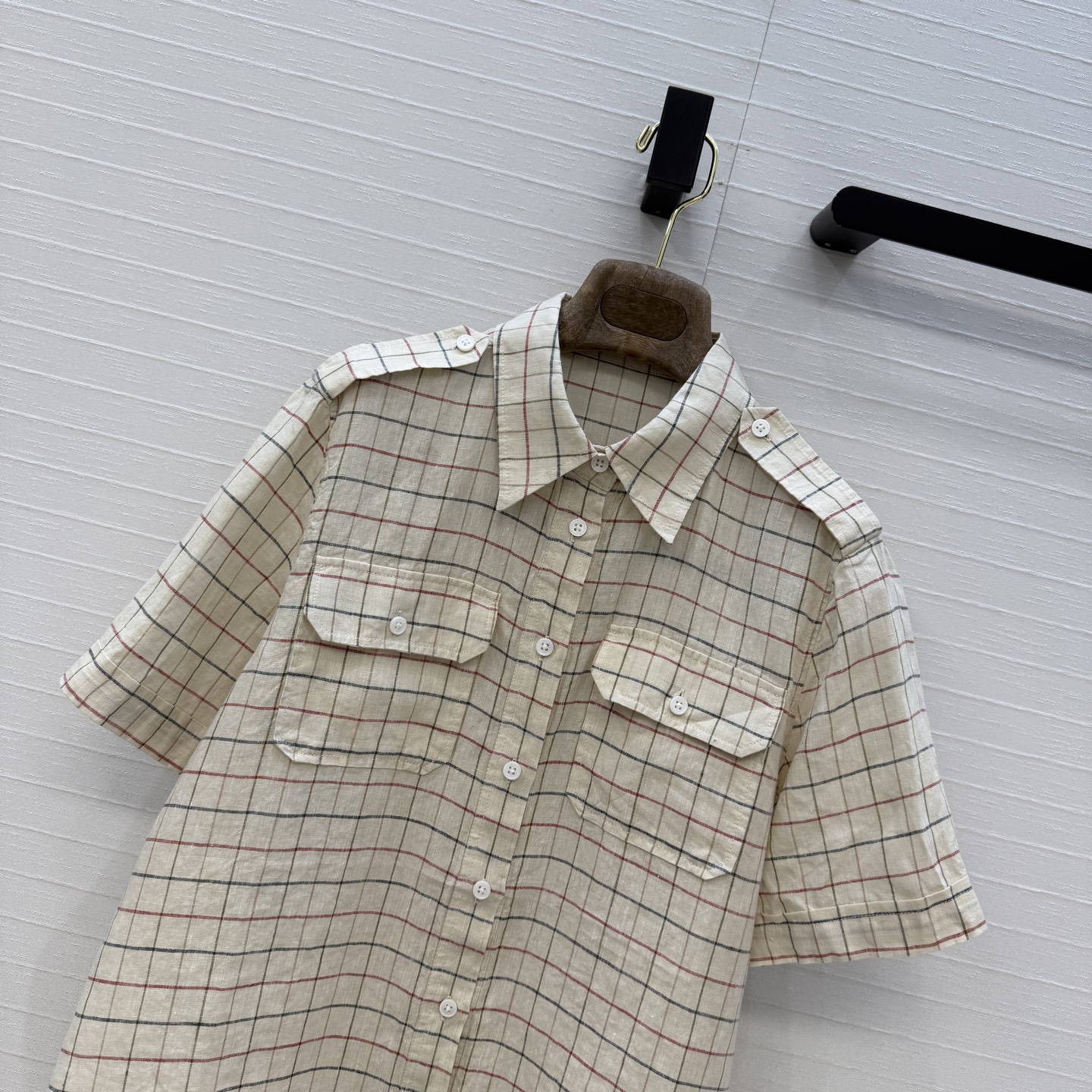 独家首发！❤️Lp高智感穿搭！南法风情氛围感 彩条格纹短袖亚麻衬衫！定制色织工艺100%亚麻面料质感轻盈