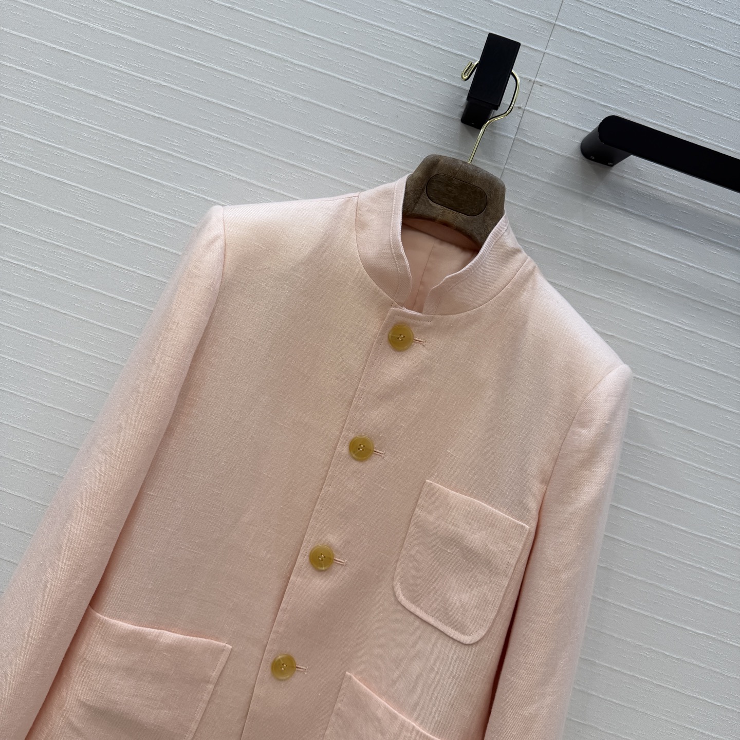 高端原单品质❤️26春款上新Lp高智感穿搭！老钱风氛围感Spagna立领亚麻夹克外套，定制baby粉进口