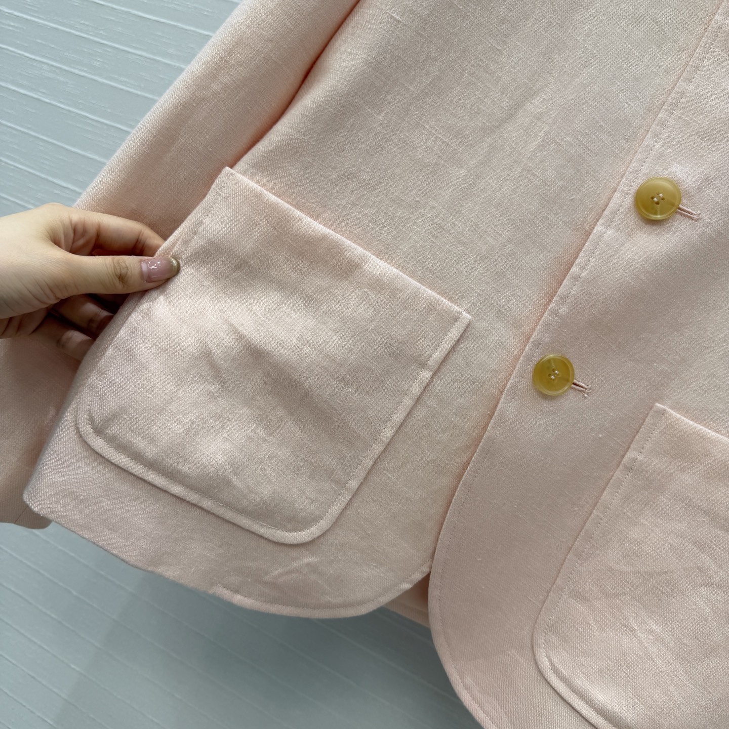 高端原单品质❤️26春款上新Lp高智感穿搭！老钱风氛围感Spagna立领亚麻夹克外套，定制baby粉进口