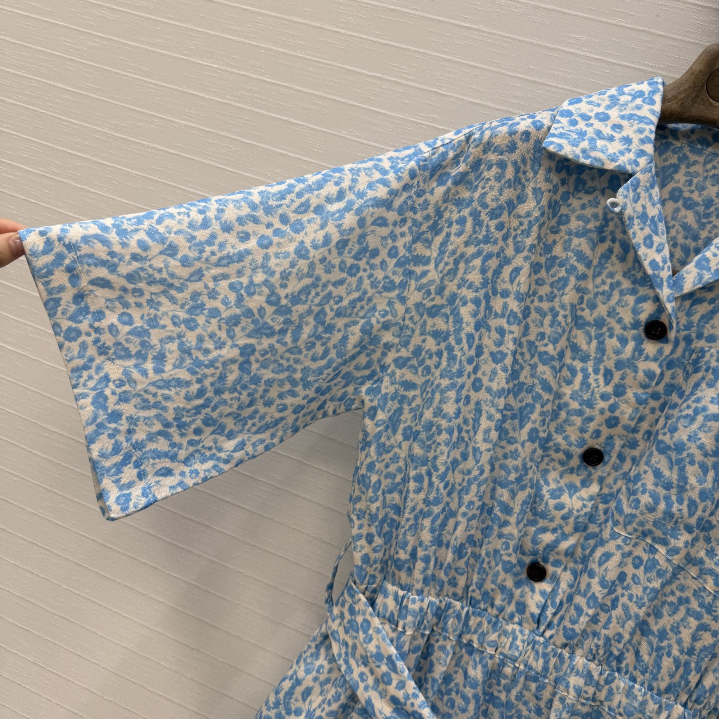 独家首发❤️高端品质，Loro Piana新品南法庄园度假风 慵懒浪漫的小碎花，蓝绿色碎花亚麻连衣裙，系