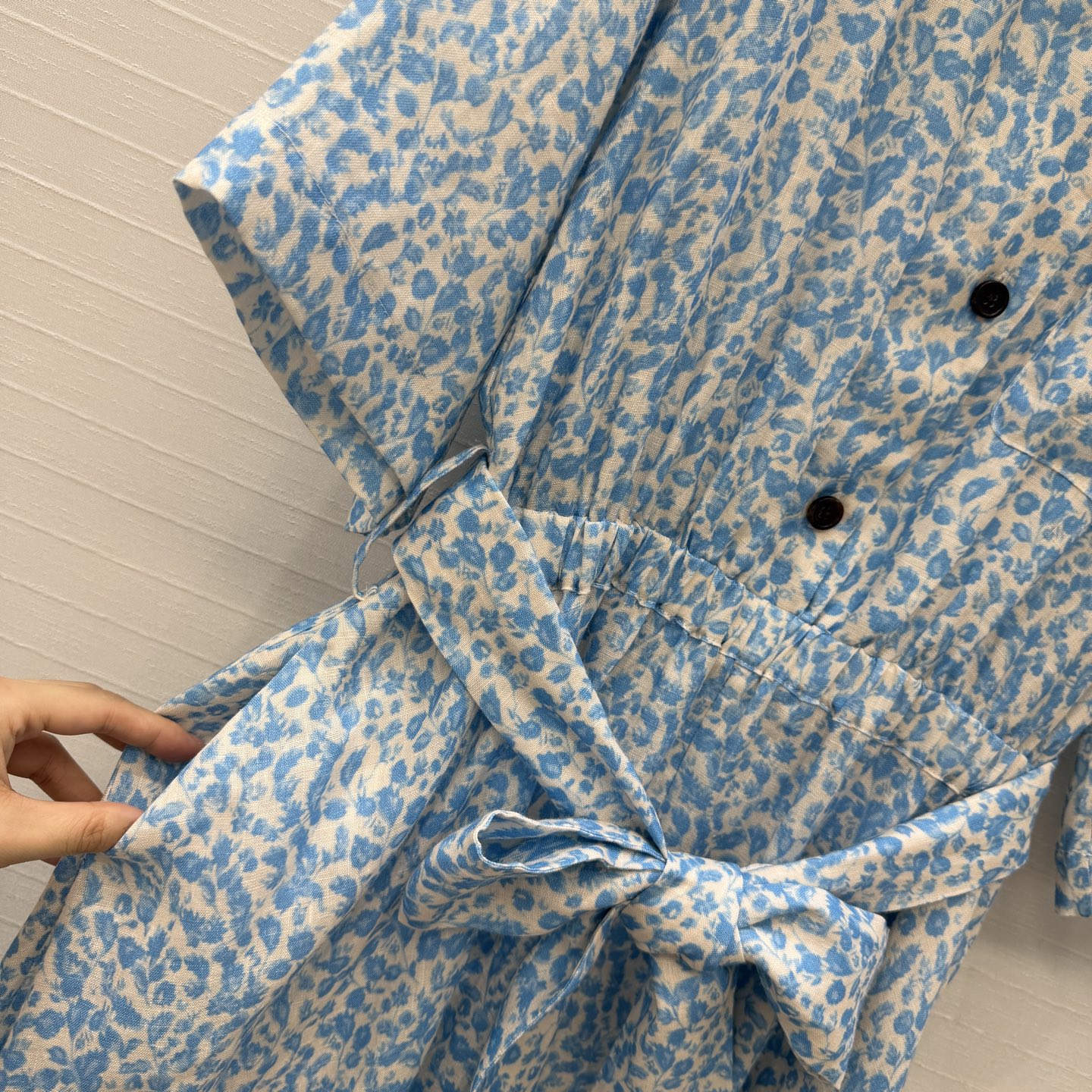 独家首发❤️高端品质，Loro Piana新品南法庄园度假风 慵懒浪漫的小碎花，蓝绿色碎花亚麻连衣裙，系