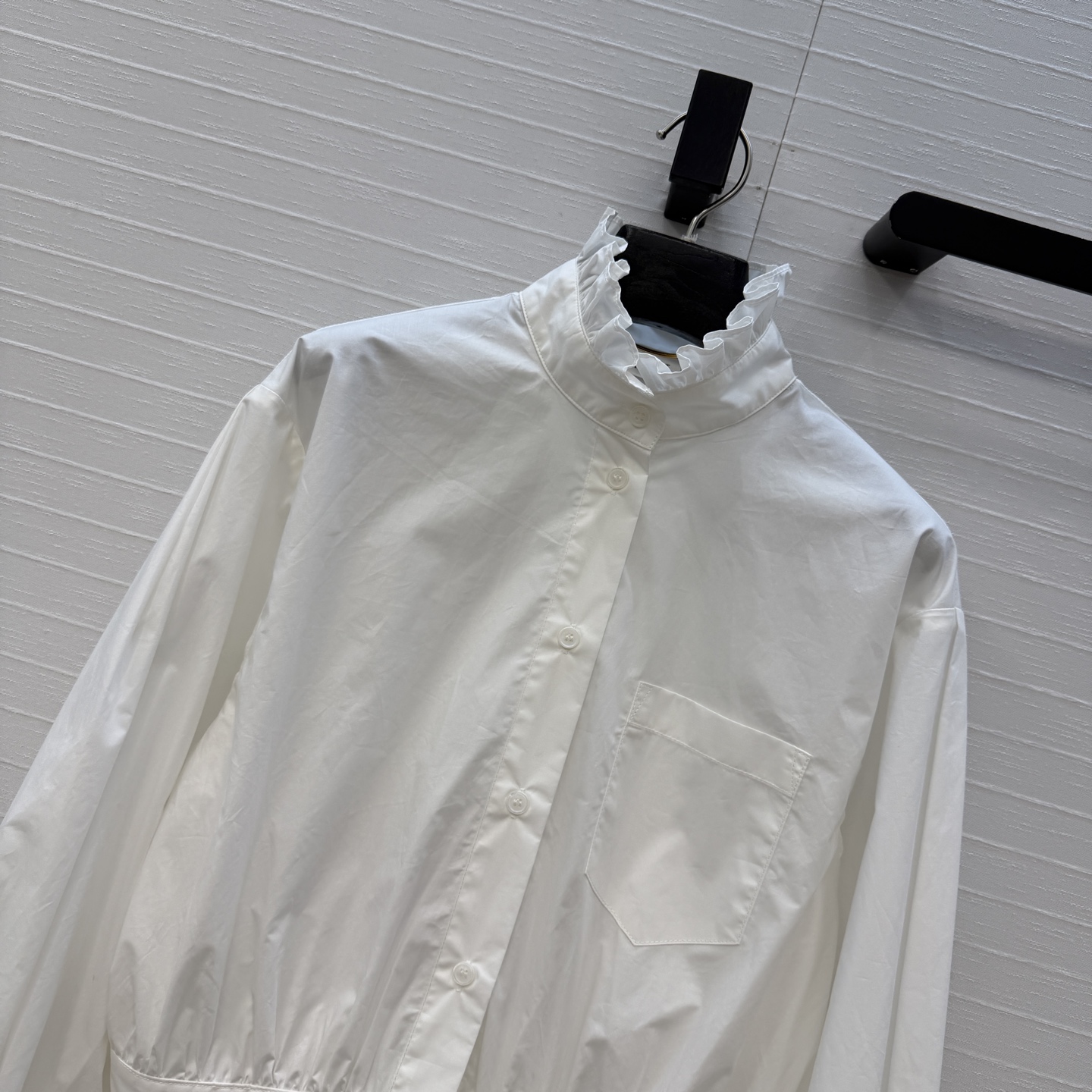 高端品质❤️SLoro Piana*新品宫廷风花边立领白衬衫，法式轻通勤风，优雅复古气质满分！立领褶皱花