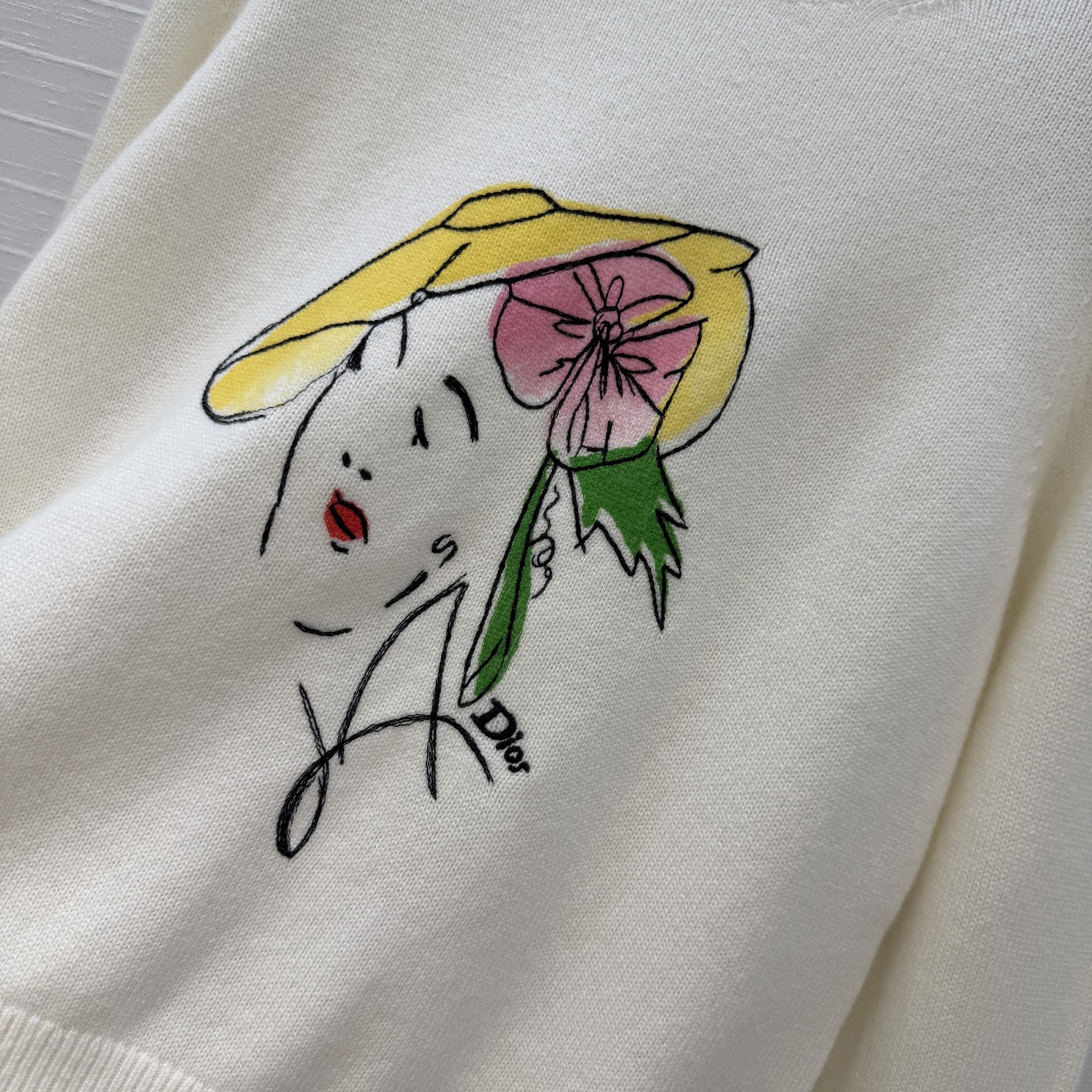 原单品质💋Miss D26s早秋新品，iviera系列刺绣羊绒针织衫。手绘女性侧脸和花卉，艺术感满满✨温
