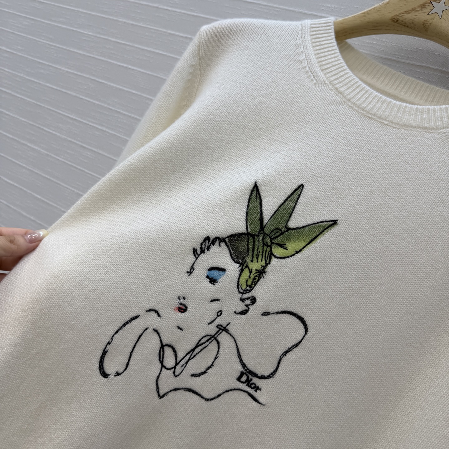 原单品质💋Miss D26s早秋新品，iviera系列刺绣羊绒针织衫手绘女性侧脸和花卉，艺术感满满✨温柔优雅的气质单品，