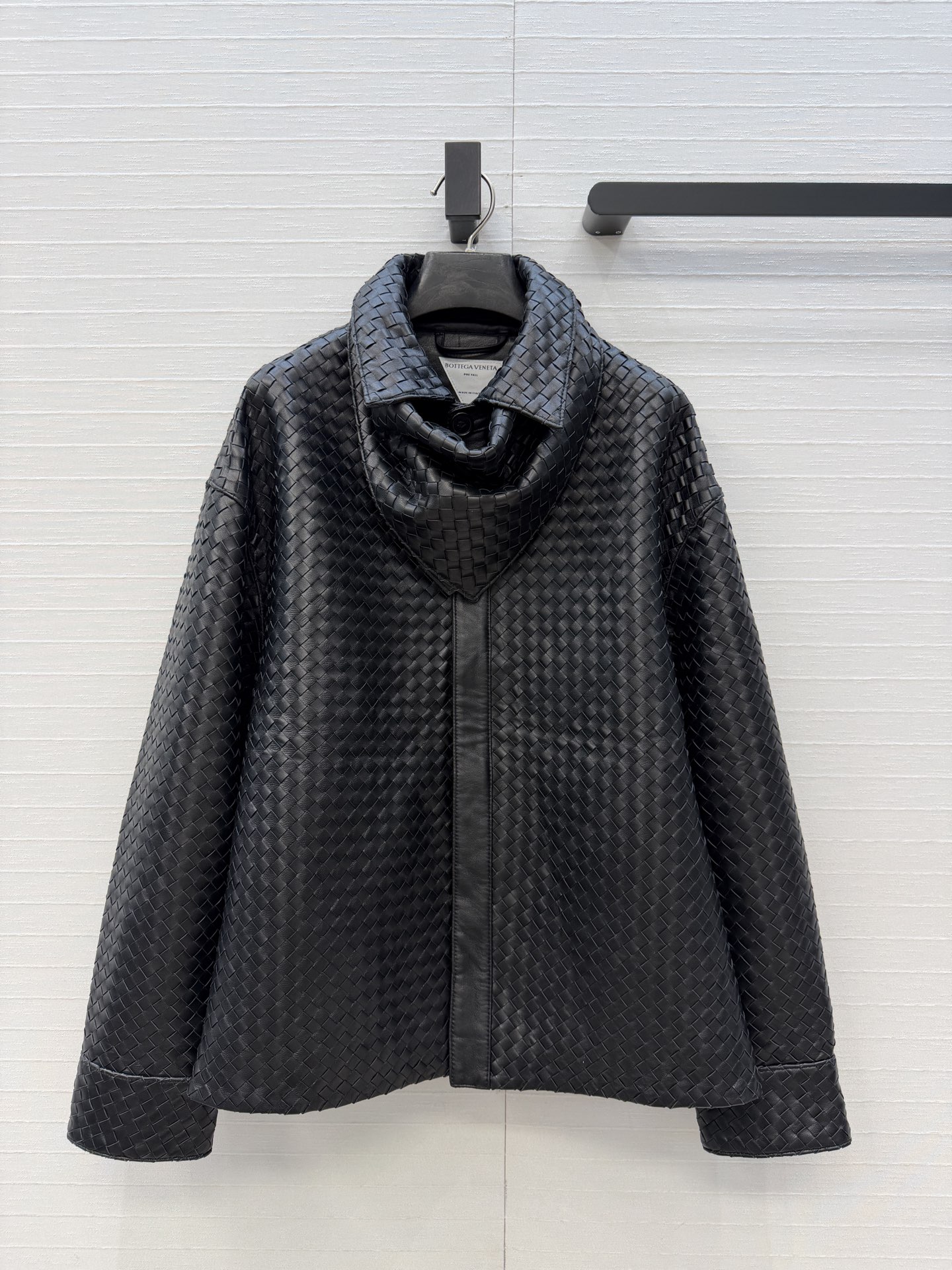 Bottega Veneta Black Textured Hooded Jacket
