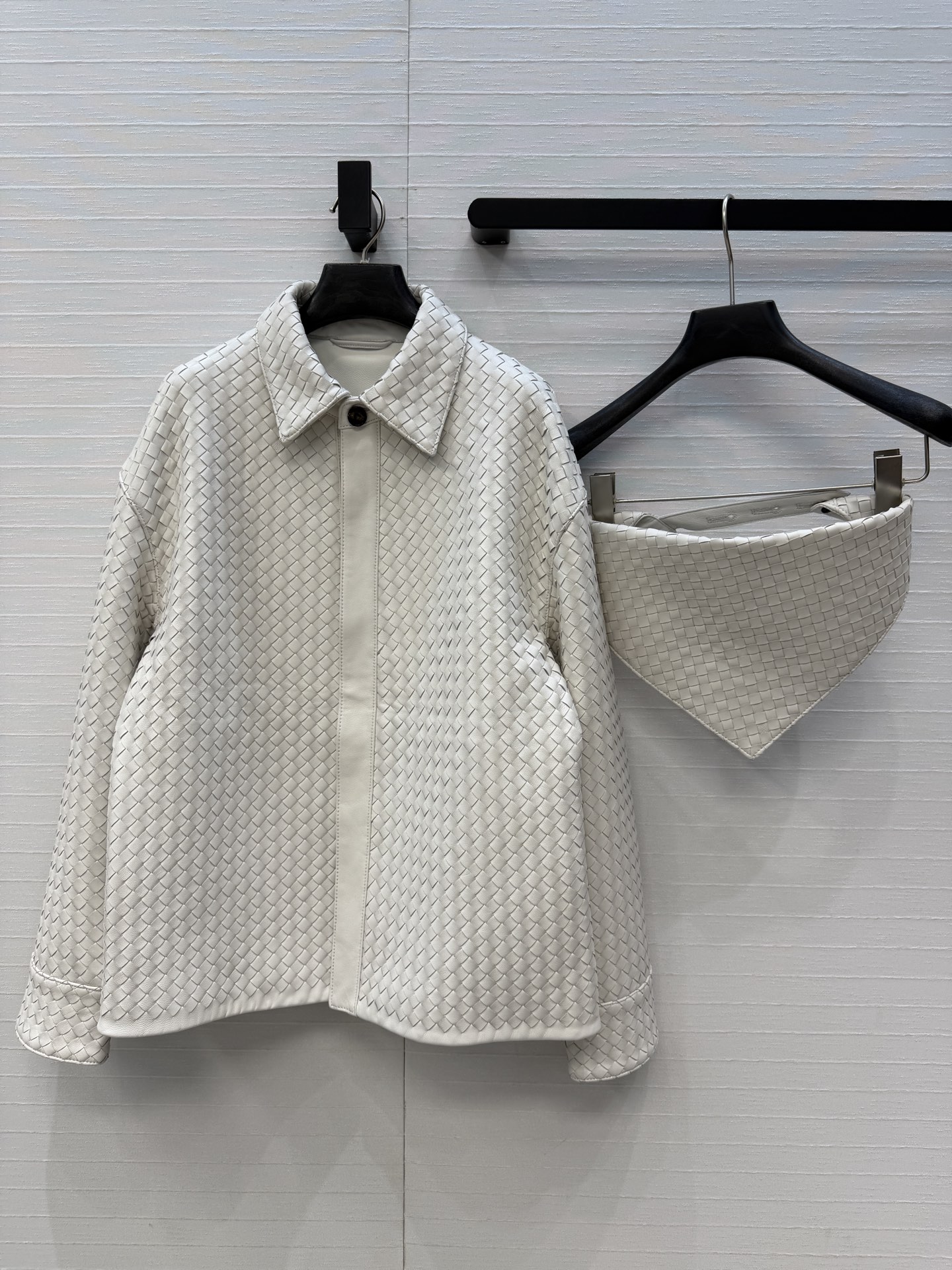Bottega Veneta White Textured Hooded Jacket