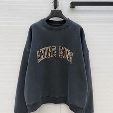 高端品质❤️ANINE BING 陈都灵同款水洗灰抓绒圆领卫衣,美式复古街头风,豹纹元素logo印花刺绣工艺低调时髦,休 高端品质❤️ANINE BING 陈都灵同款水洗灰抓绒圆领卫衣,美式复古街头风,豹纹元素logo印花刺绣工艺低调时髦,休