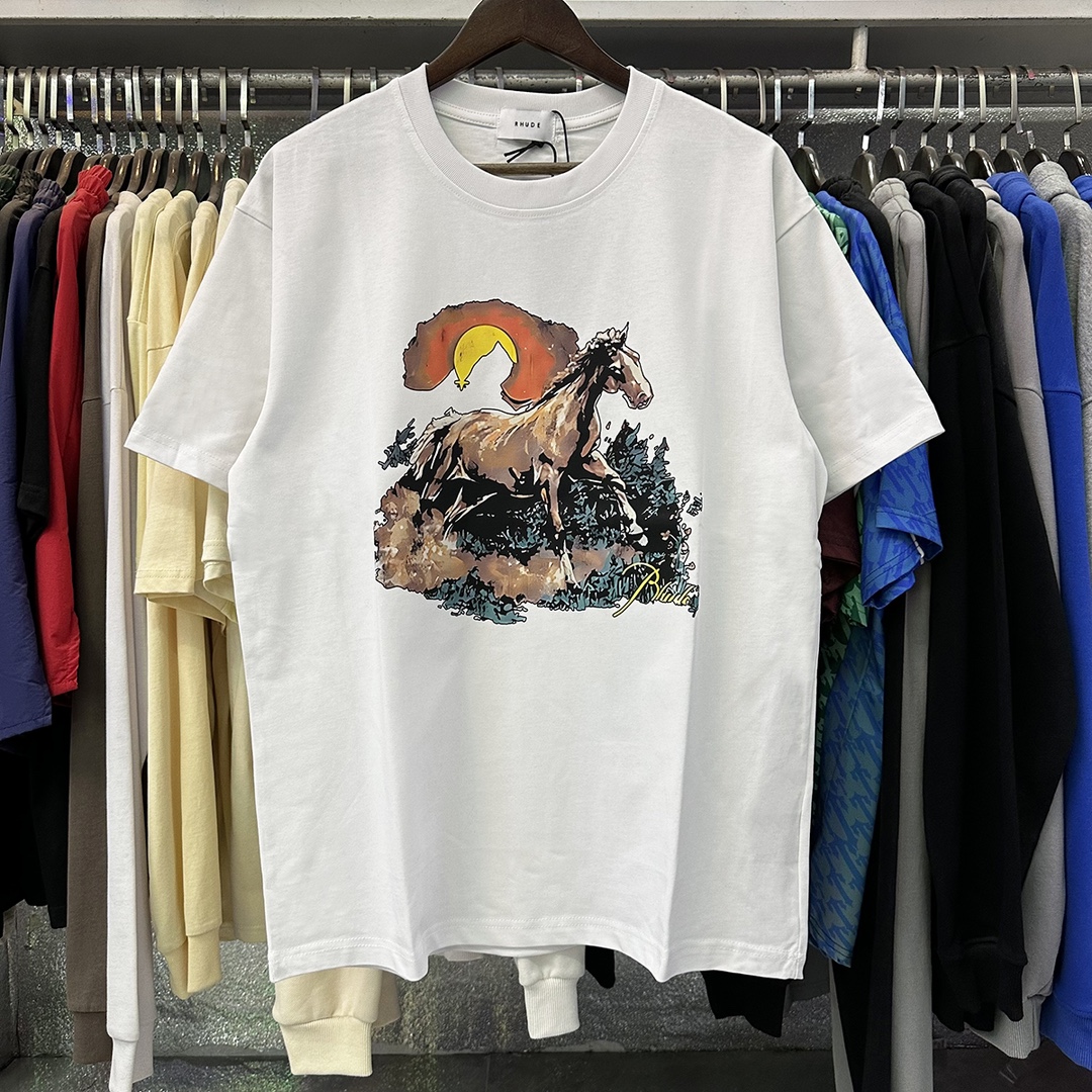 New Rhude Sunset Sunmark T-Shirts 2024 for Men and Women: Colors, Sizes, Quality - 图片 4