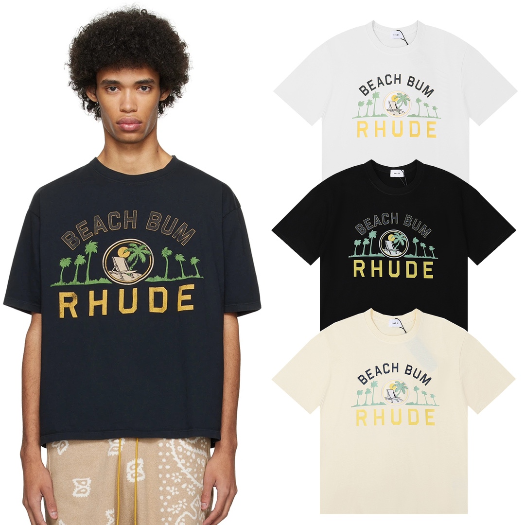 Fashionable High-Quality Coconut Print T-Shirts by Rhude Palmera, Style FH 5090 - 图片 7