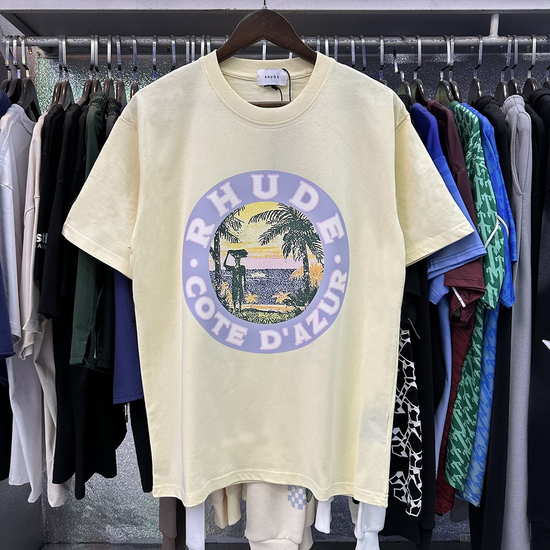 Foreign-Trade T-Shirts featuring Guacamole Rhude Lake and Coconut Landscape, Various Colors and Sizes. - 图片 2