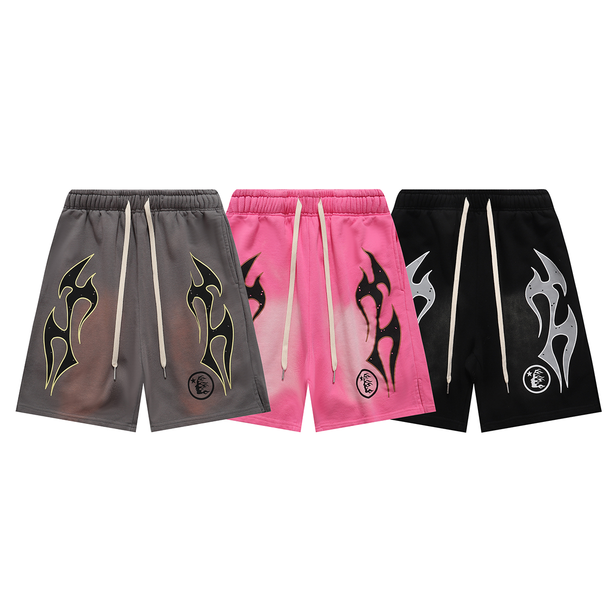 Herstar’s Inferno Mud-Washed Cotton Leisure Shorts in Black, Gray, Pink (Sizes S-XL) - 图片 1