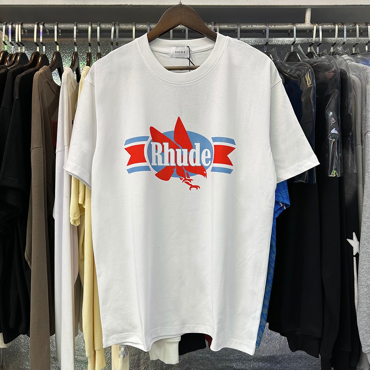 Foreign Trade T-shirt FH 5096 with Rhude Chevron Eagle Logo: Details and Options - 图片 2