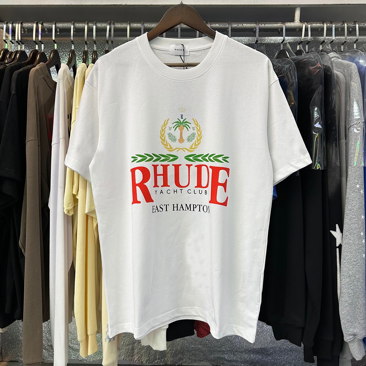 Rhude East Hampton Crestgold T-shirts for Foreign Trade: Cotton Leisure Wear, Various Colors and Sizes - 图片 2