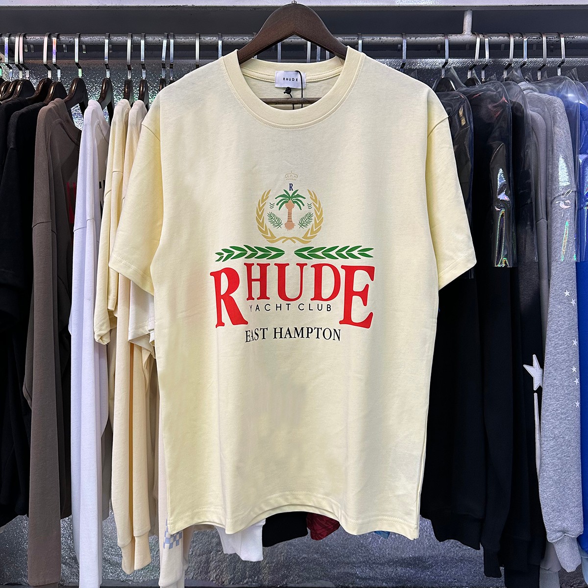 Rhude East Hampton Crestgold T-shirts for Foreign Trade: Cotton Leisure Wear, Various Colors and Sizes - 图片 4