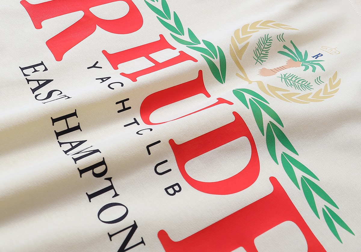 Foreign Trade T-shirt: Rhude East Hampton Crest Göker, Cotton, Leisure, Black/White/Almond, SM-XL Sizes - 图片 8