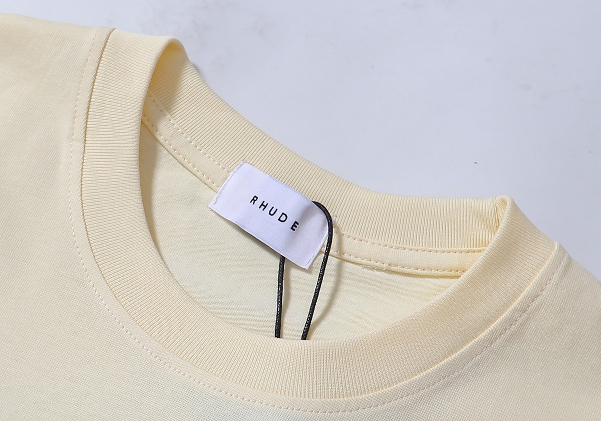 American-tide Rhude Saint Malo Castle T-shirt in Black, White, and Almond, Sizes SM-XL - 图片 9