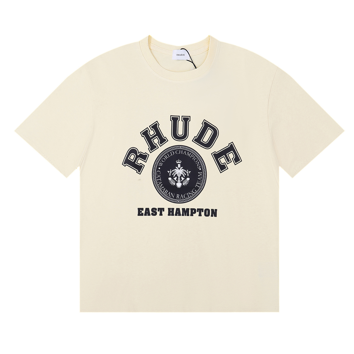 High-Quality Black Hampton Catamaran T-Shirt in Pure Color Patterns, Sizes SM-XL - 图片 2