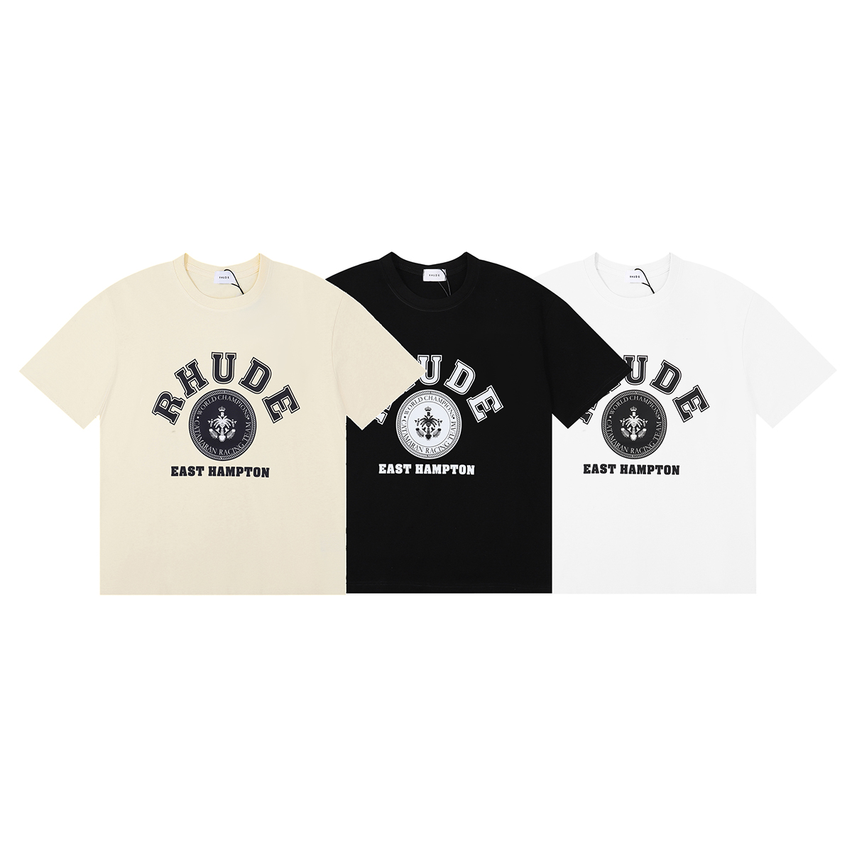 High-Quality Black Hampton Catamaran T-Shirt in Pure Color Patterns, Sizes SM-XL - 图片 7