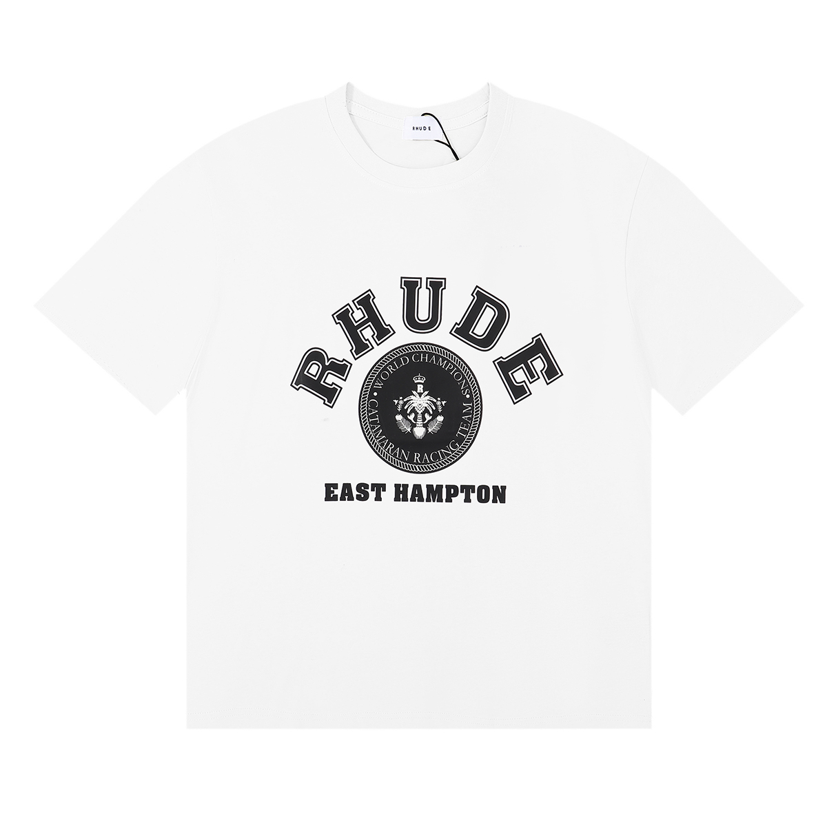 High-Quality Black Hampton Catamaran T-Shirt in Pure Color Patterns, Sizes SM-XL - 图片 8