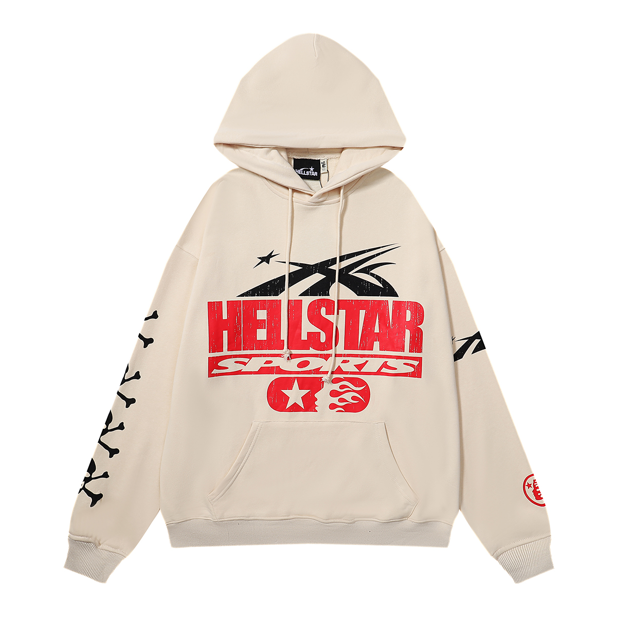High-Quality Hoodie Coat FH222 Hellstar Star Skull Design in Black and Almond Colors - 图片 2