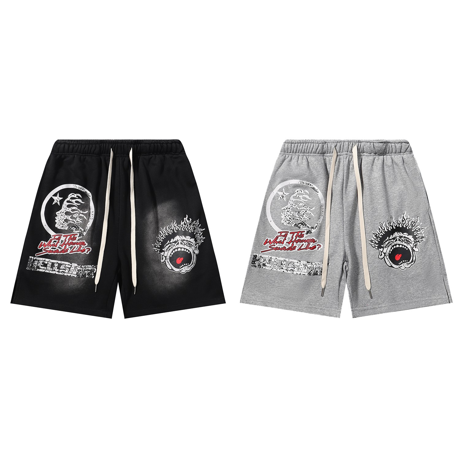 High-Quality Furry Shorts by American Hellstar Records in Black and Grey
