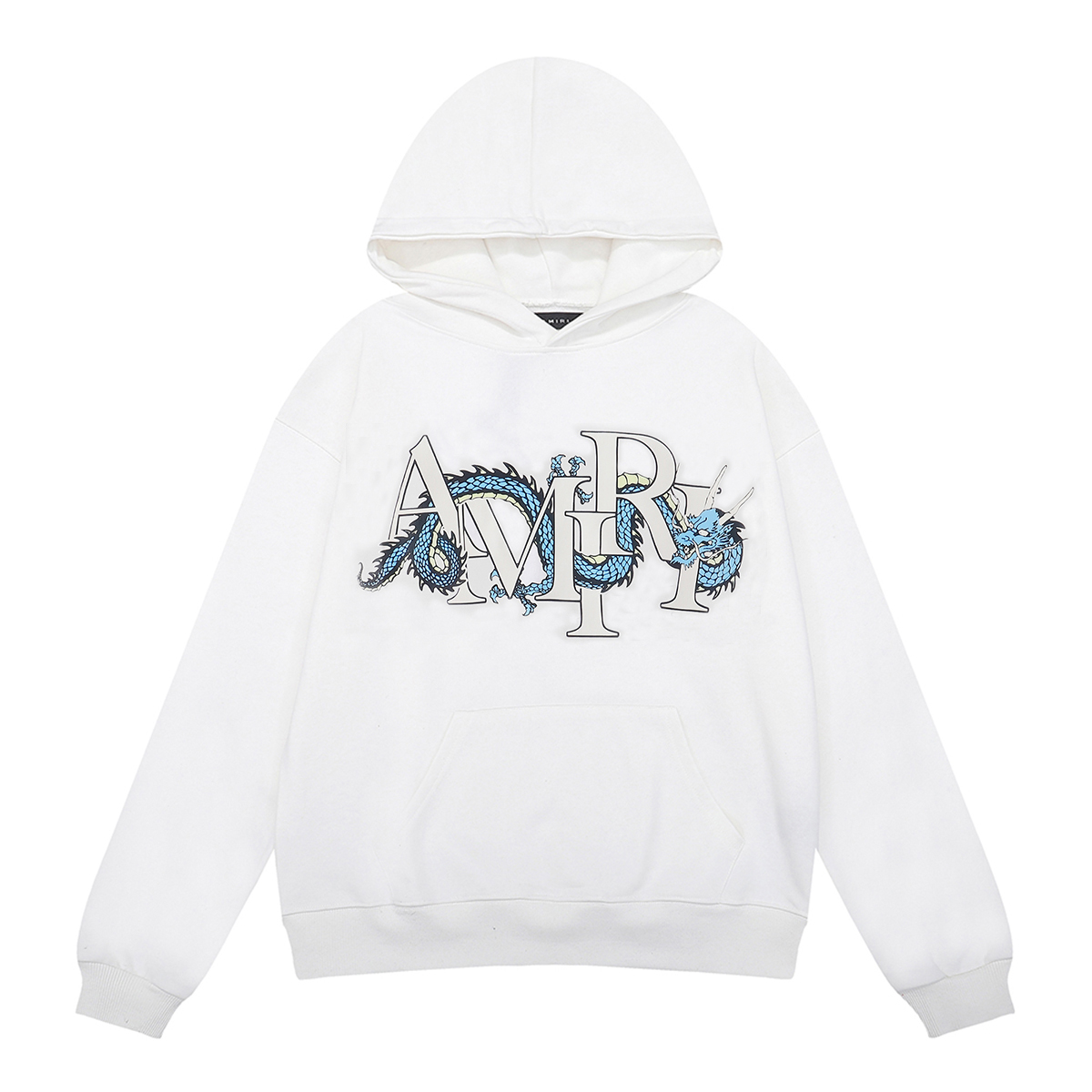 High-Quality Cotton Hoodie: Amiri Twilight Dragon Print, Black/White, Sizes S/M/L/XL (FH 9238, 2024) - 图片 2