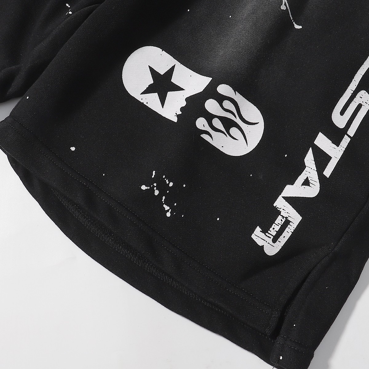 Hell Star 2024 Hand-Painted Blackwash Leisure Shorts in SM, L, XL Sizes - 图片 7