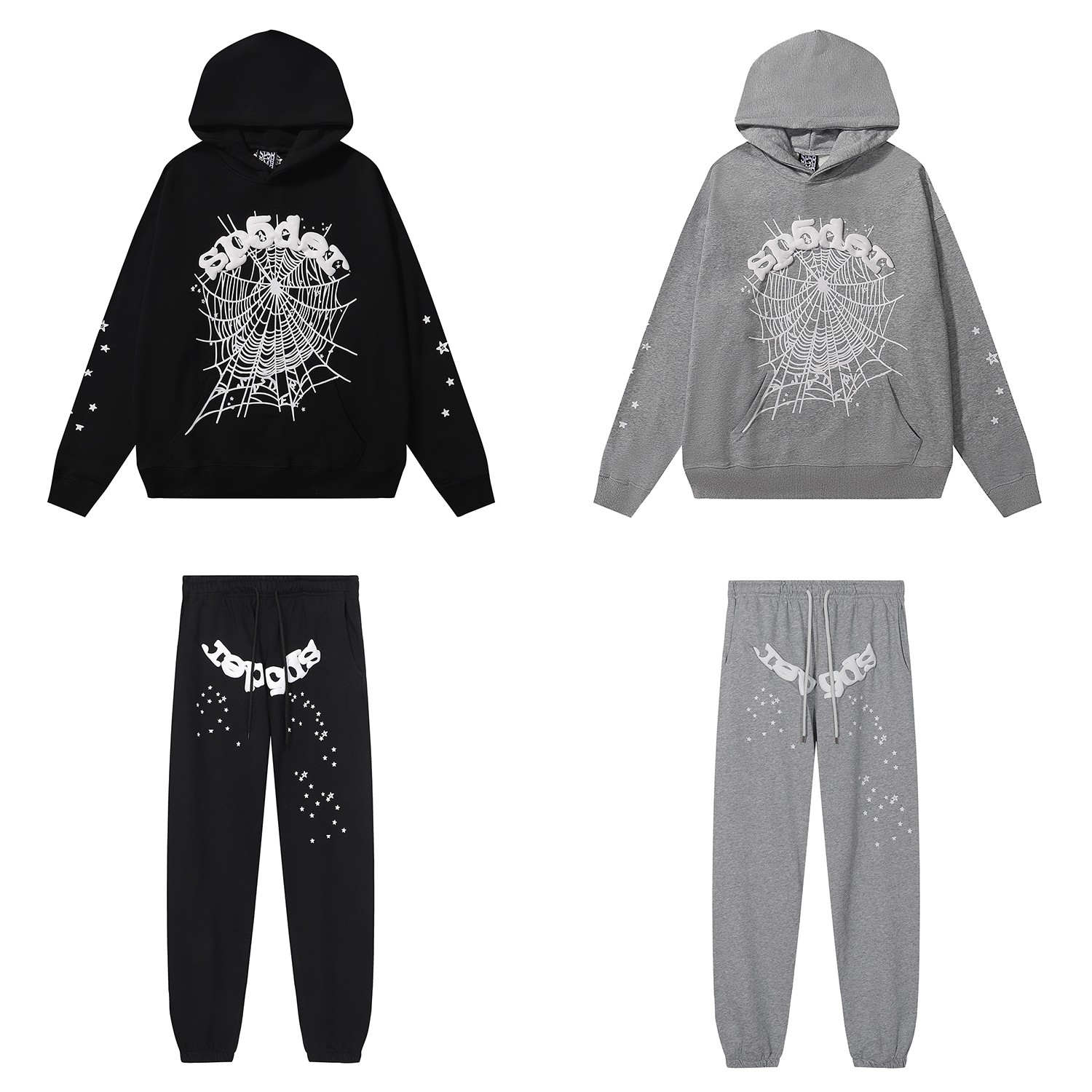 High-Quality Cotton Hoodie with Spider Web Bubbles, Pants, and Cap Options