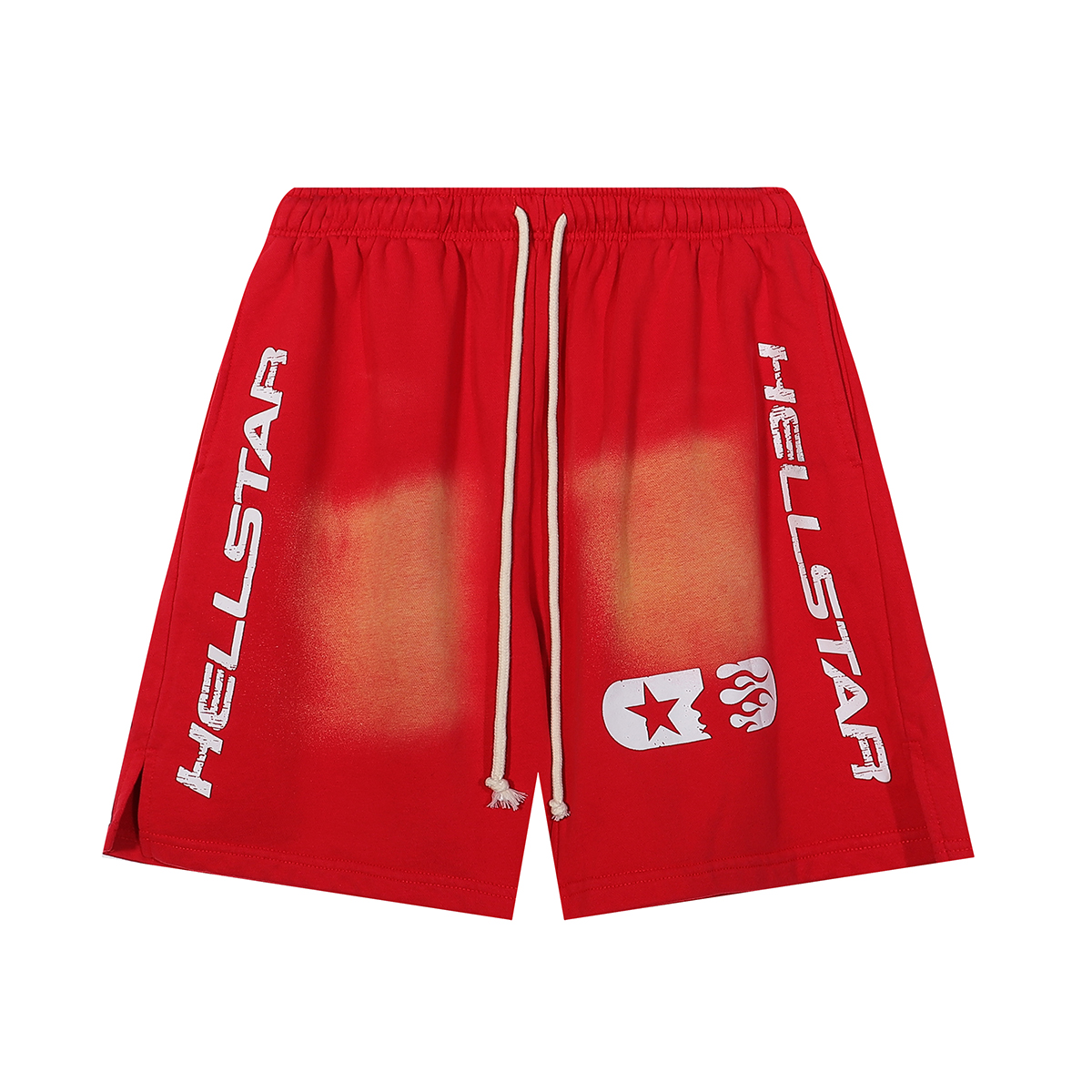 Hellstar FH 2565 Mud-Washing Shorts in Ash and Red Wash, Sizes SM-XL - 图片 2