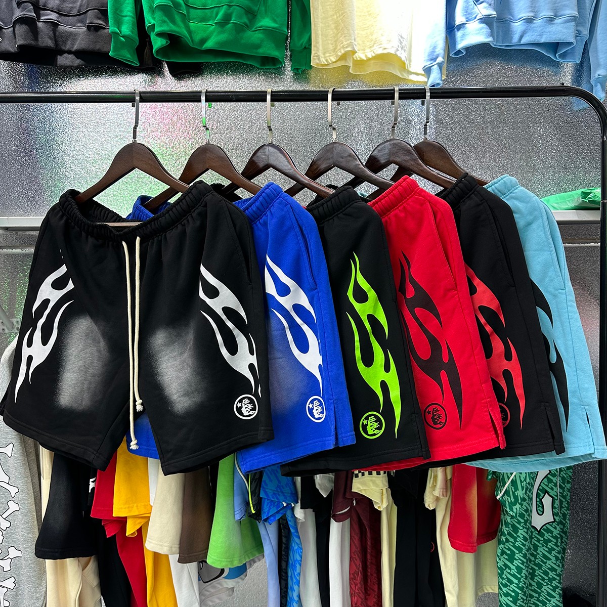 Hellstar Flame Shorts45: FH 2563, 2024 Collection in Various Colors and Sizes