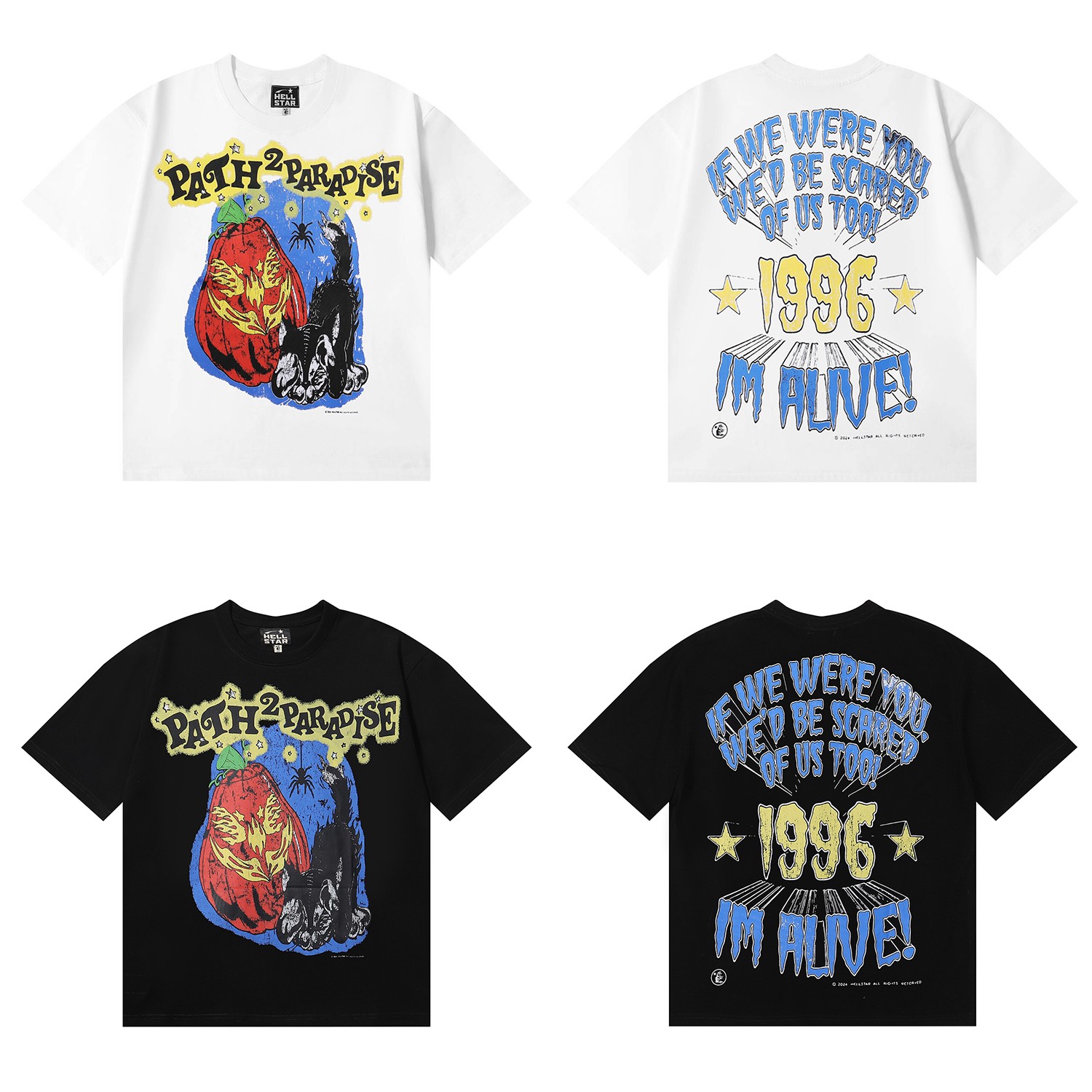 High-Quality Christmas T-Shirts in Black and White, Various Sizes Available.