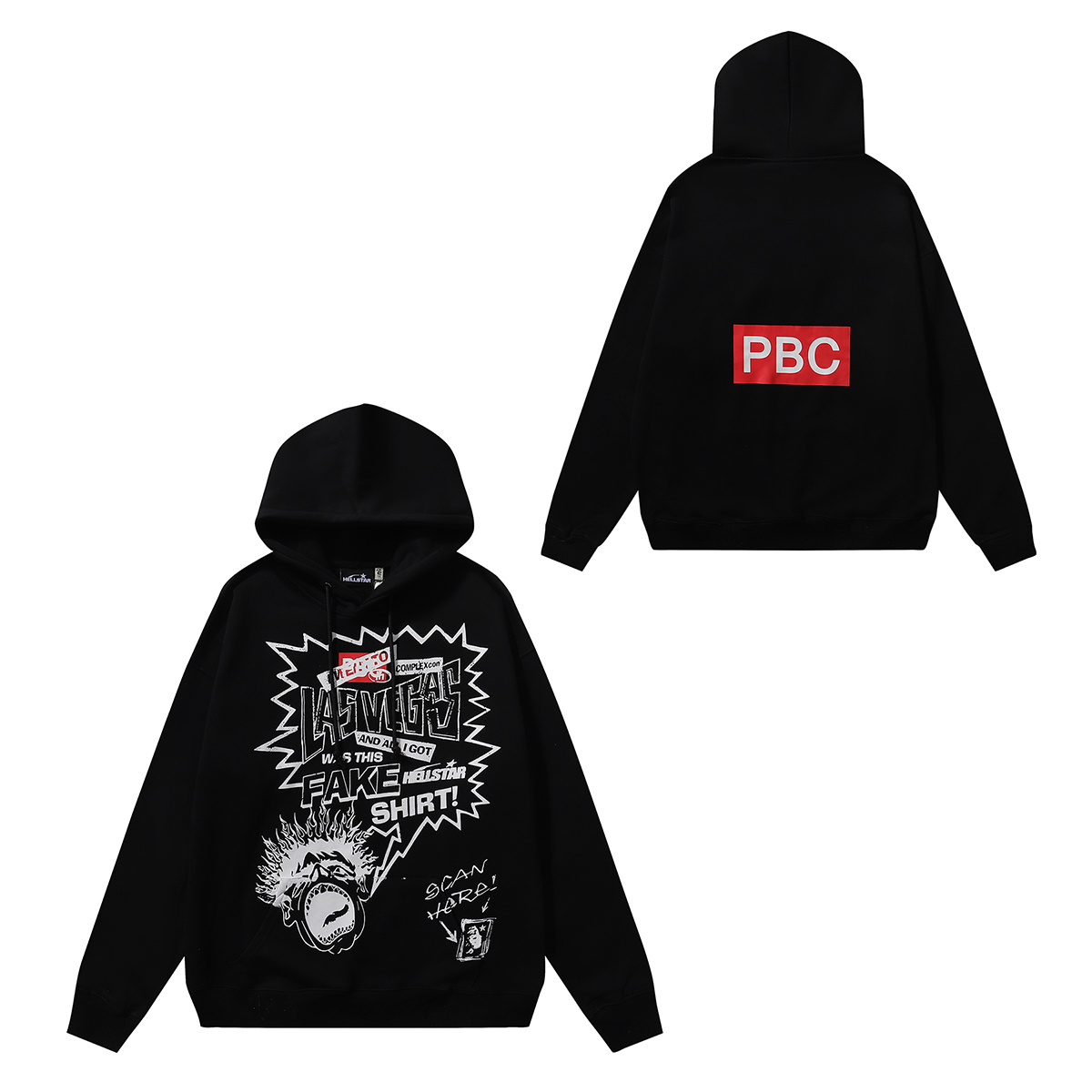 Hellstar Playboi Carti Cotton Hoodie in Black, White, and Grey, Sizes SM-XL - 图片 4