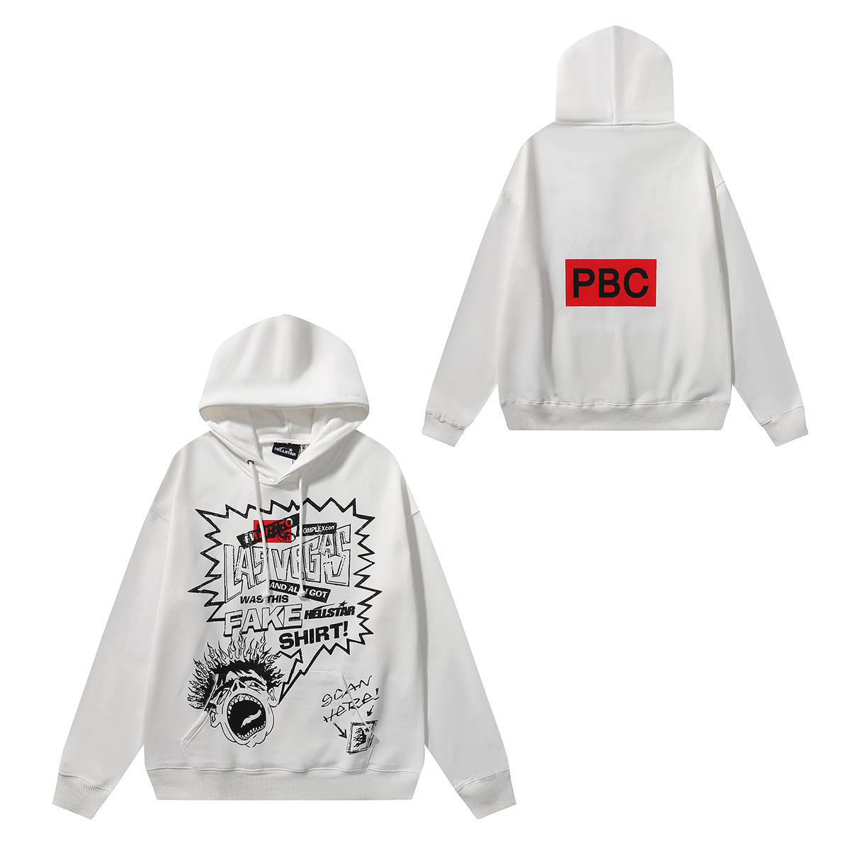 Hellstar Playboi Carti Cotton Hoodie in Black, White, and Grey, Sizes SM-XL - 图片 3