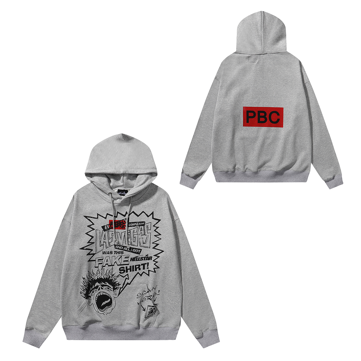 Hellstar Playboi Carti Cotton Hoodie in Black, White, and Grey, Sizes SM-XL - 图片 2