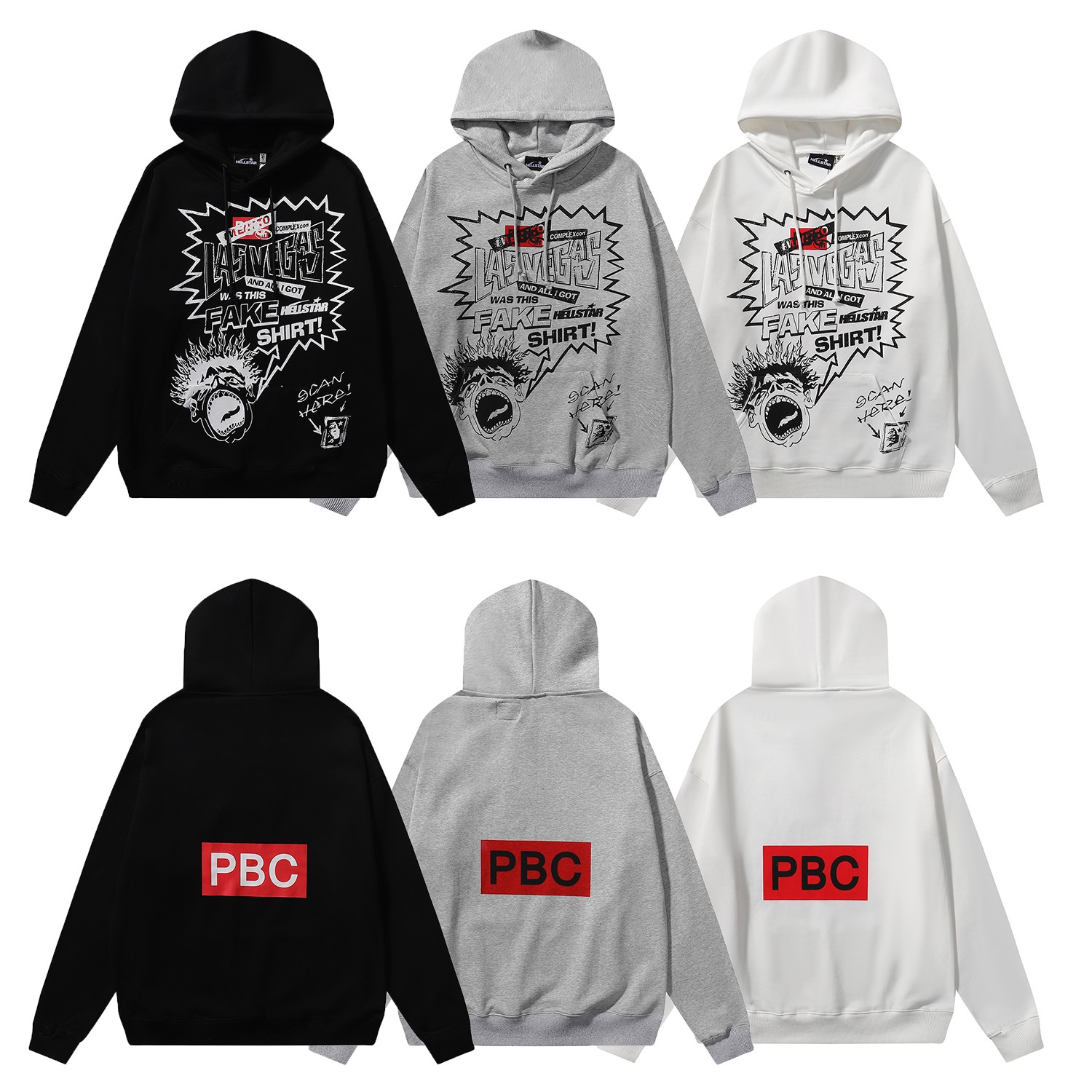 Hellstar Playboi Carti Cotton Hoodie in Black, White, and Grey, Sizes SM-XL