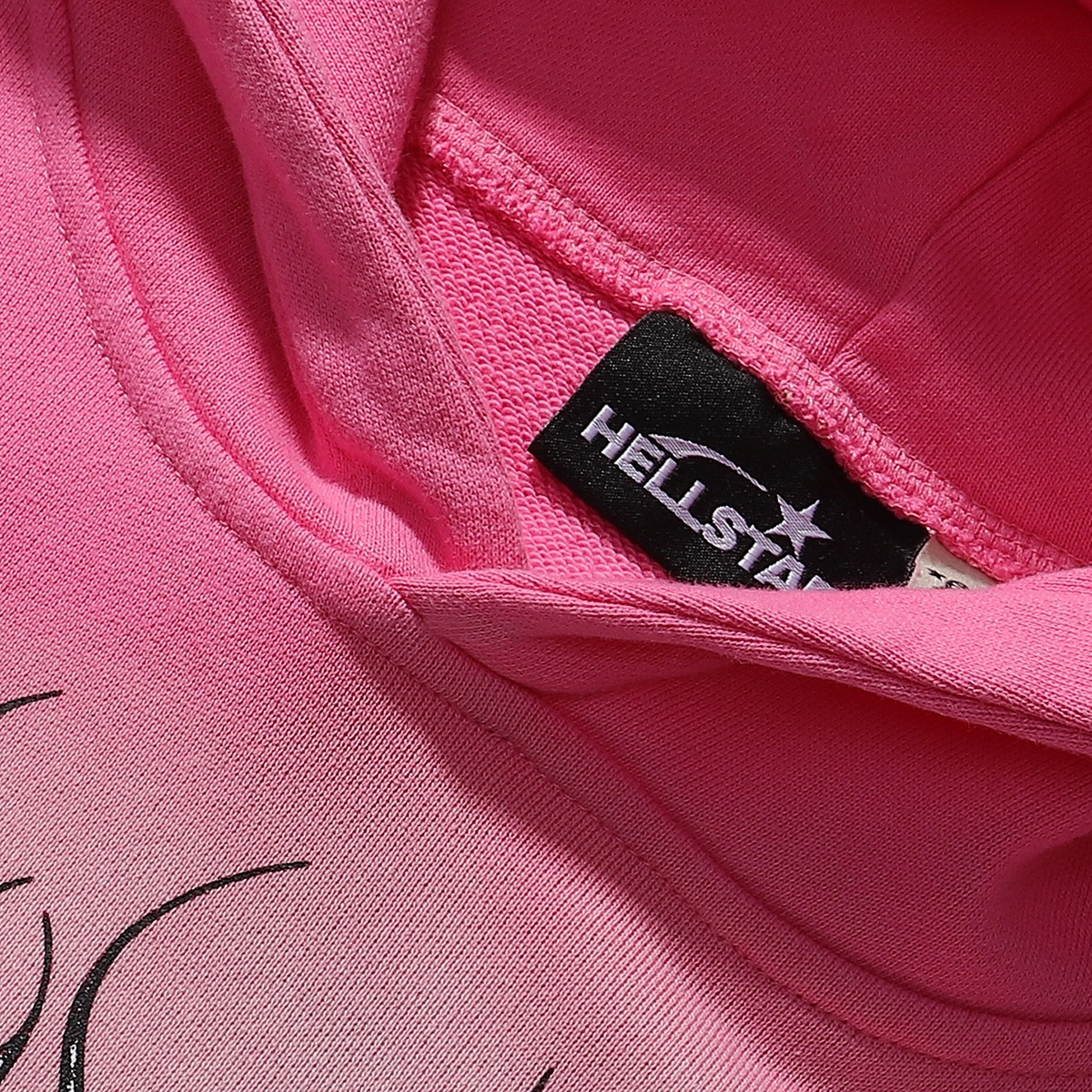 New Hellstar Mud-Washing Water for Gok Heavy-Haired Hoodie in Black and Pink - 图片 6