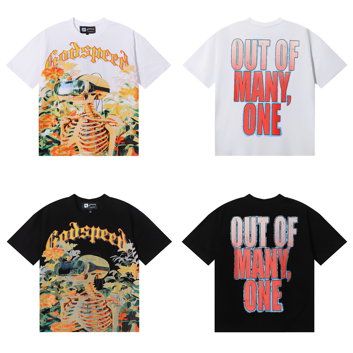 编号7029，美潮Godspeed VR眼镜骷髅小清新印花高克重双纱纯...