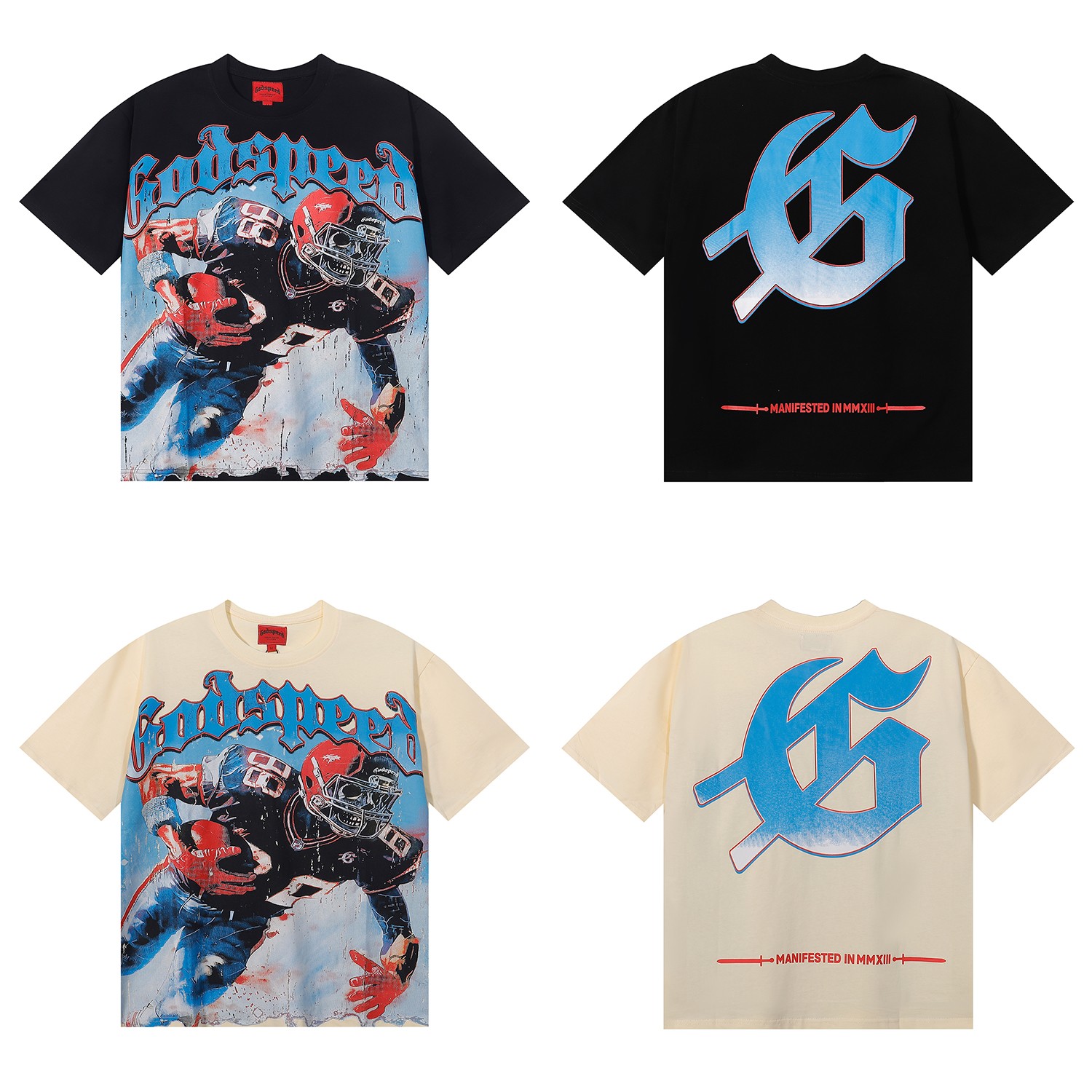 编号7033，美潮Godspeed橄榄球运动员印花高品质双纱纯棉休...