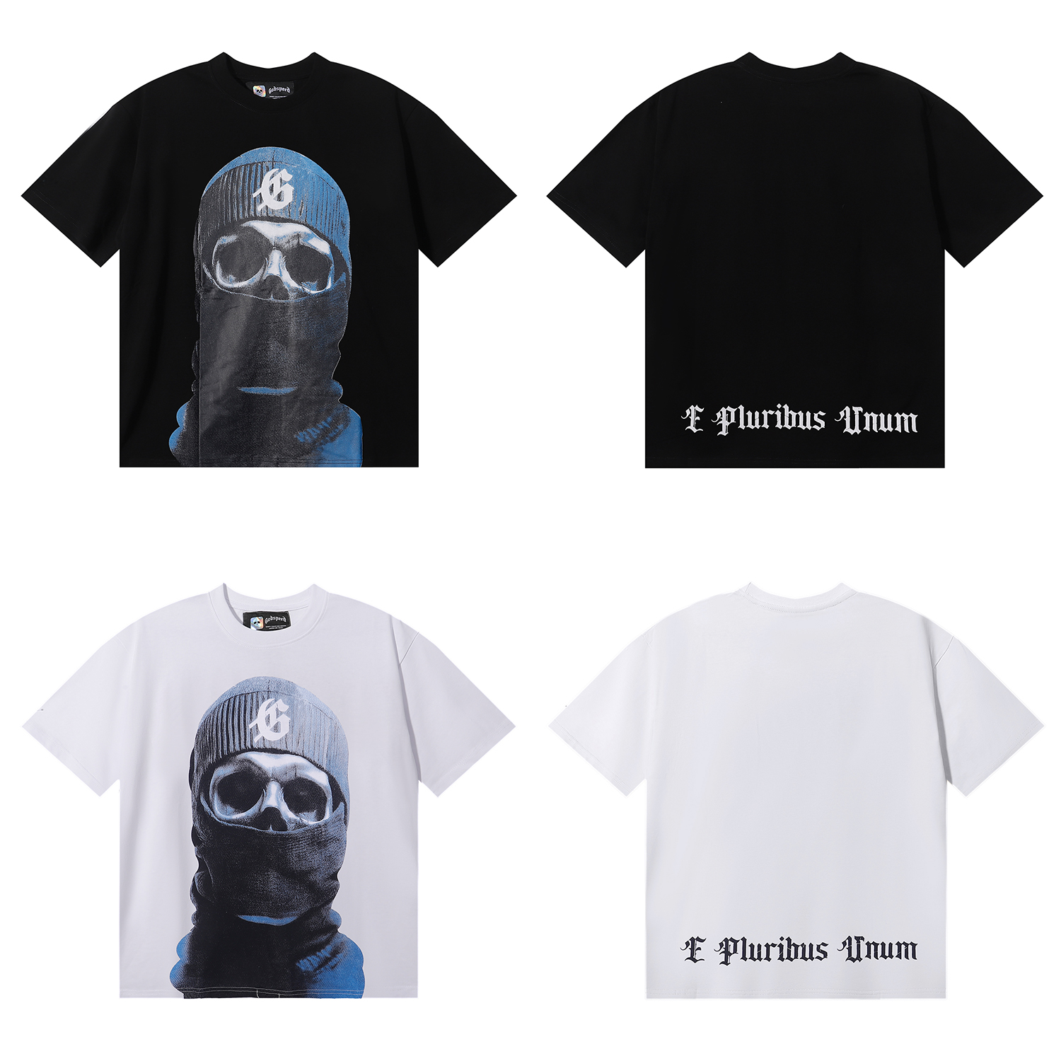 编号7036，美潮Godspeed蒙面人印花高克重双纱纯棉休闲短袖T...