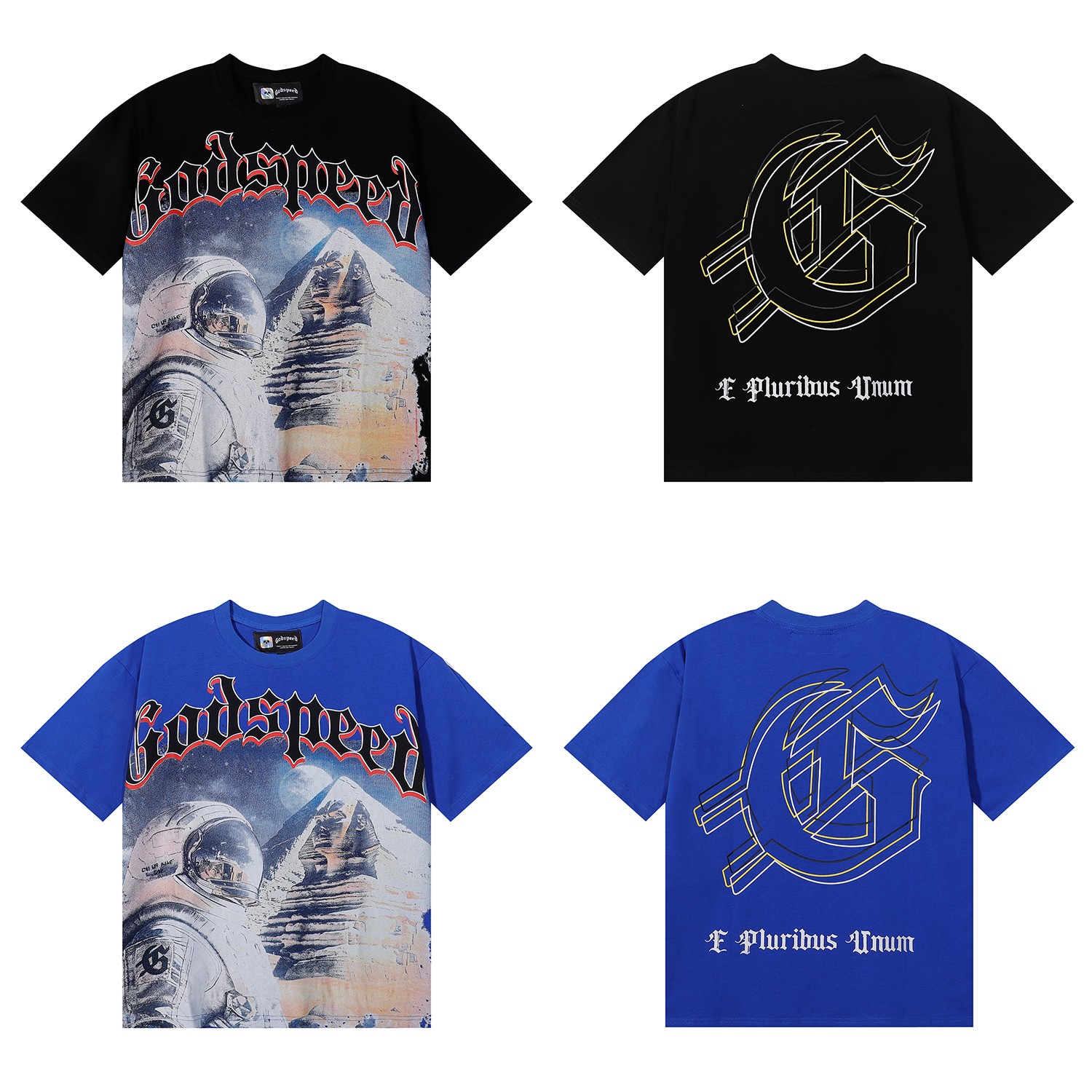 编号7053，美潮Godspeed宇航服金字塔印花高品质双纱纯棉休...