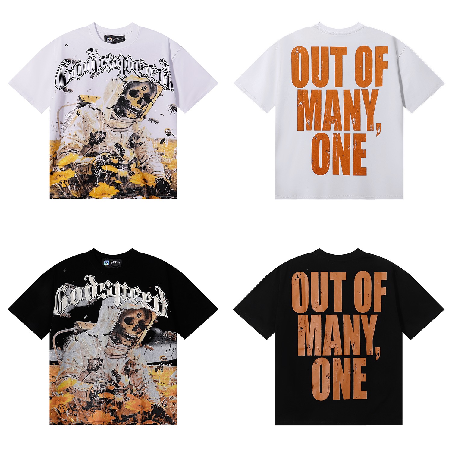 编号7057，美潮Godspeed骷髅蜜蜂向日葵印花高品质双纱纯棉...